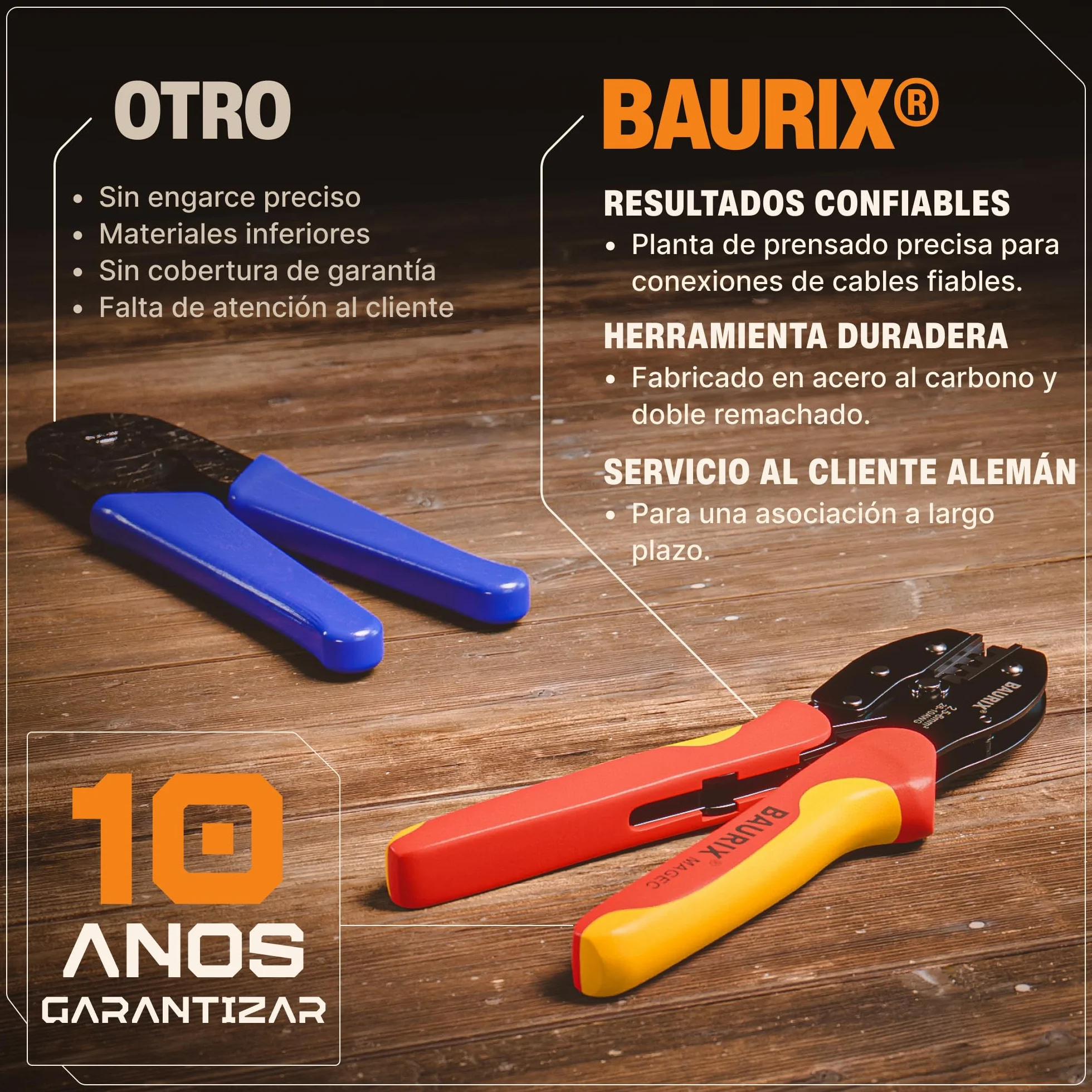 BAURIX Tenaza Crimpadora MC4 2,5-6mm² para Cables PV Conectores Solares