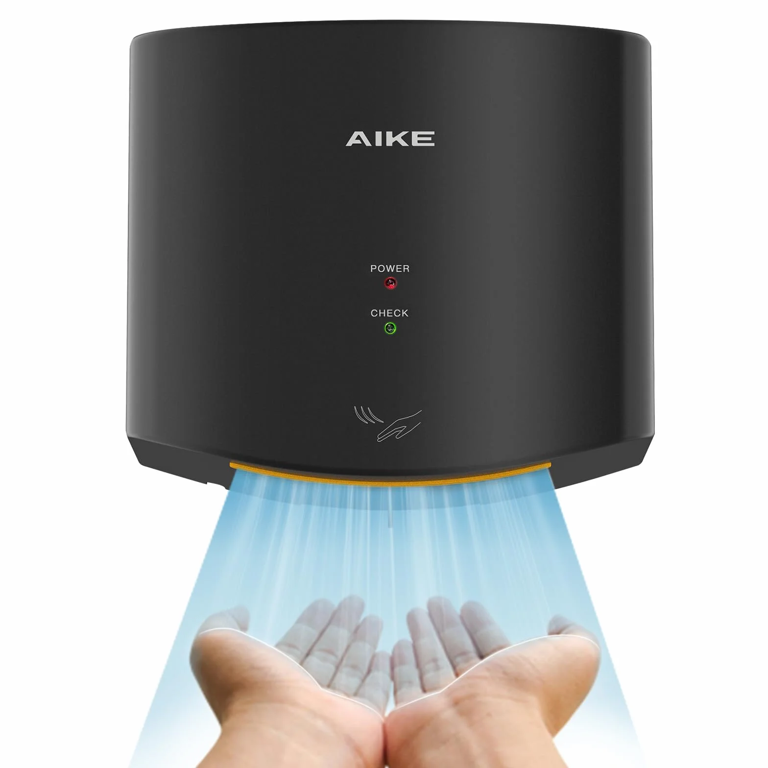 AIKE Secamanos Compacto 1400W 220V Secado de Alta Velocidad Sin Papel Sin Contacto AK2630S Negro