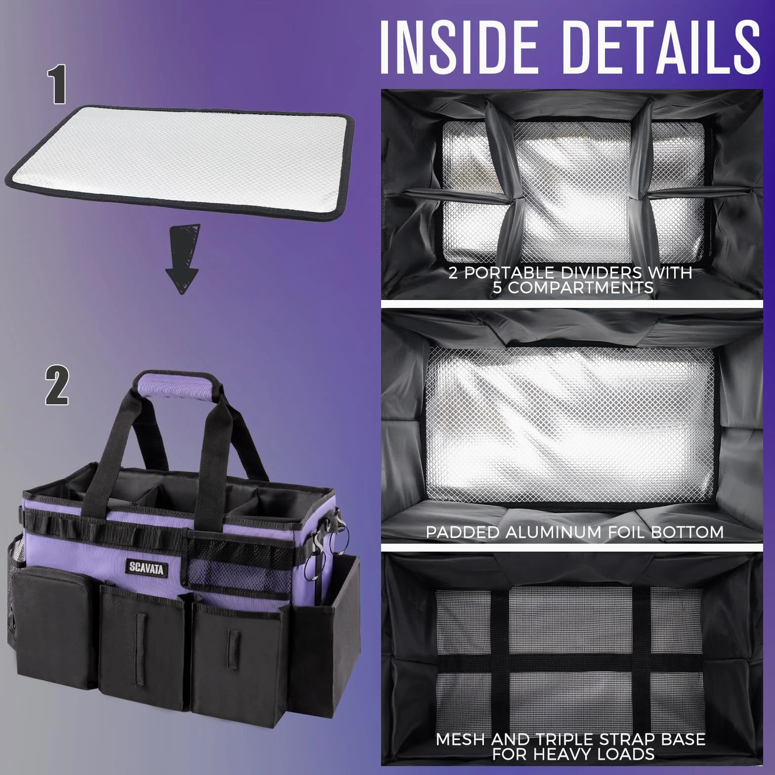 SCAVATA Bolsa de Limpieza portátil, Organizador de Suministros de Limpieza con asa y Correas de Hombro para amas de casa, organizadores de Herramientas de Limpieza Debajo del Fregadero y Coche con 4