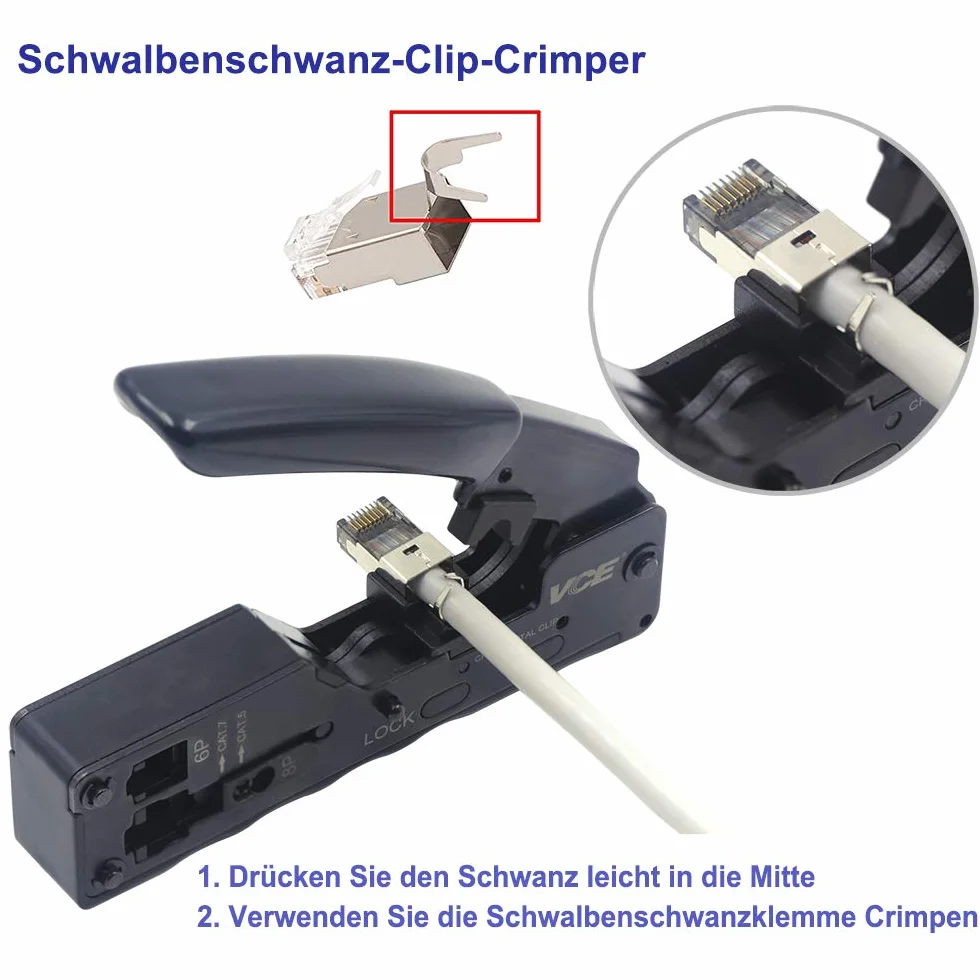 VCE GJ669BK Crimpadora RJ45 Herramienta de Crimpado para Enchufe de Red CAT7