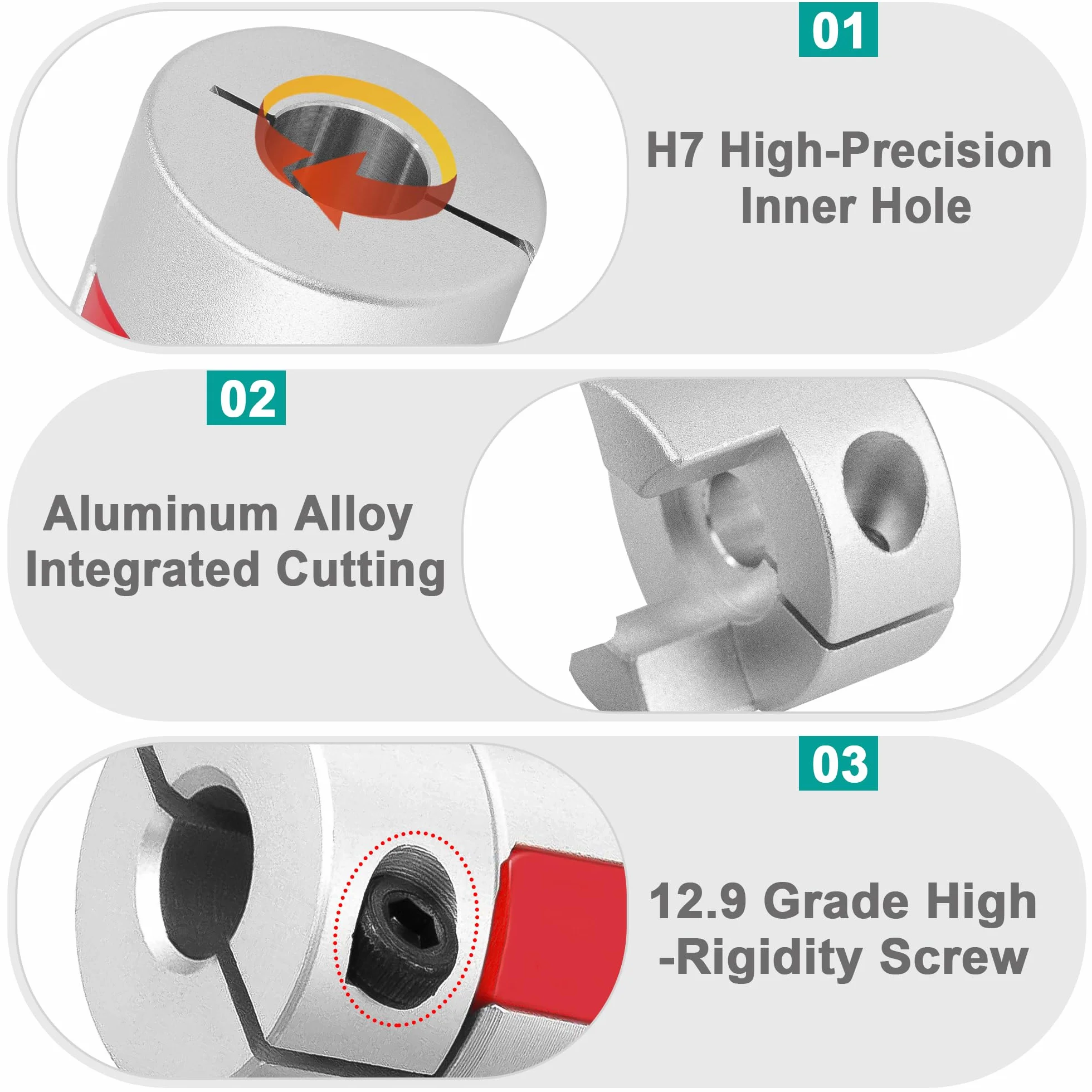 Acoplador de Aleación de Aluminio D30 L40 10mm a 14mm Abrazadera Flexible para Motor Paso a Paso