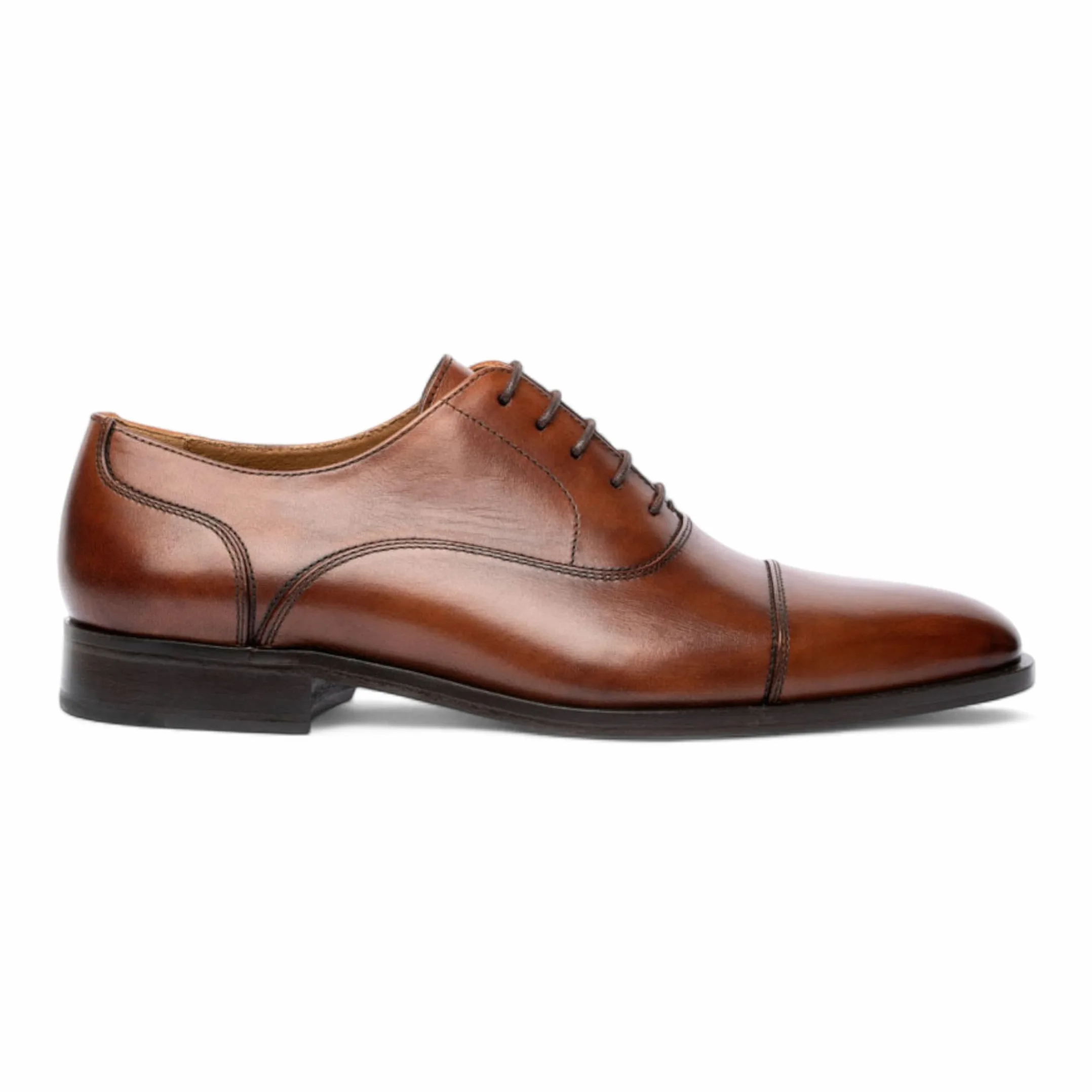 Chapman & Moore - Zapatos de vestir Oxford de cuero liso marrón para hombre