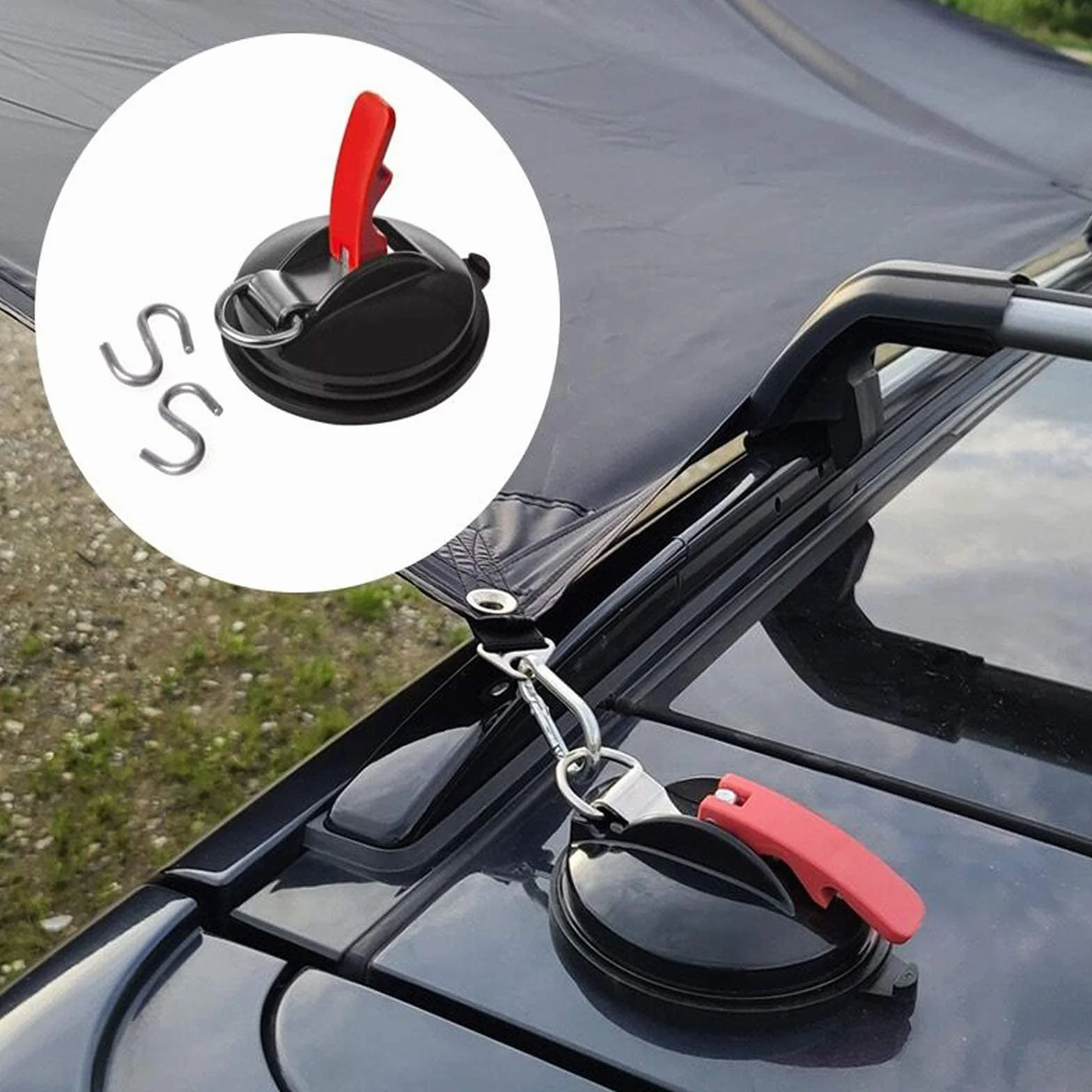 Ventosas con Ganchos en Forma de S Anclaje Coche Perro Multifuncional para Cristal Toldos Lonas Cubiertas