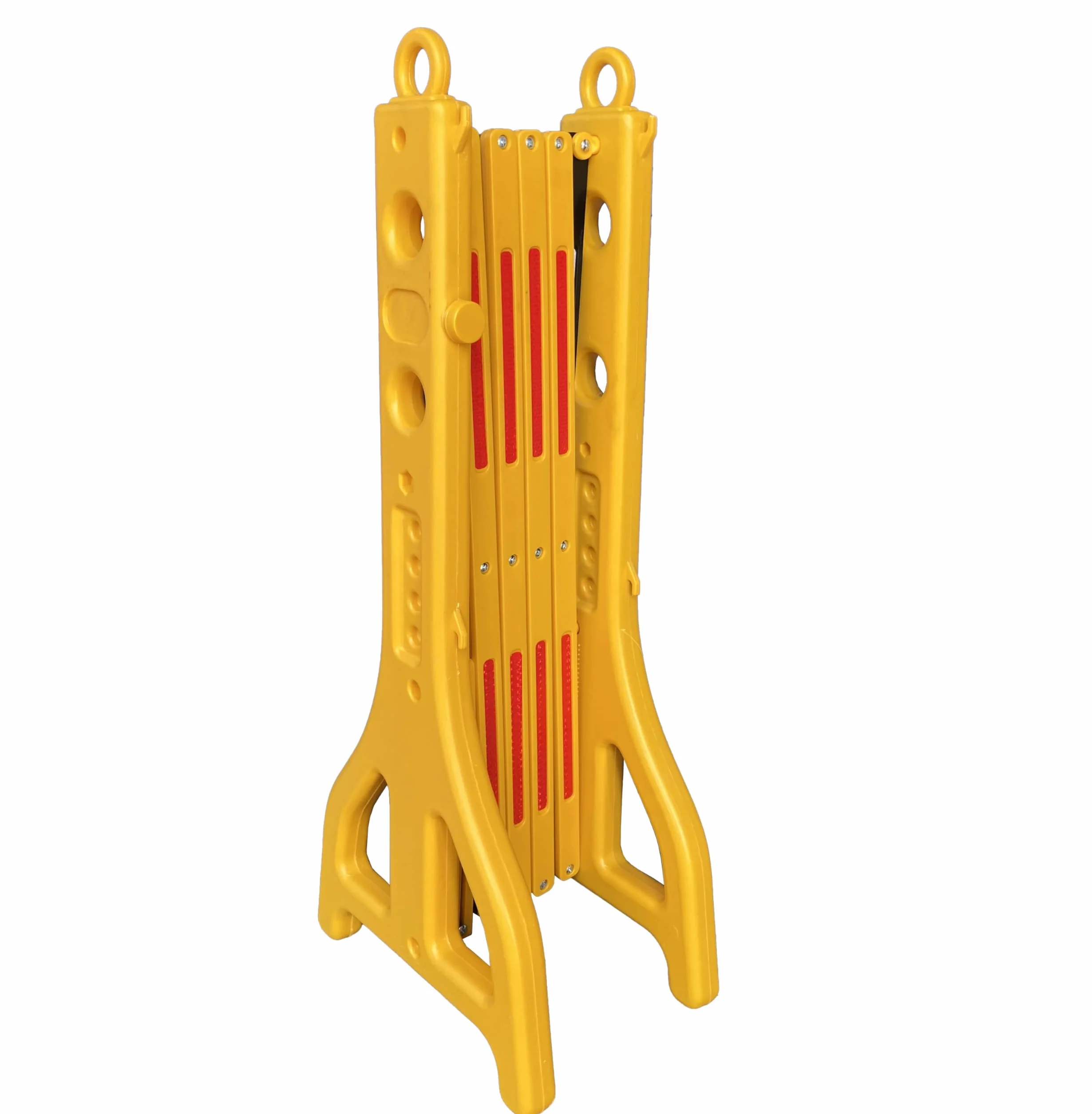 Valla extensible de plástico de polipropileno amarilla y negra rellenable con agua