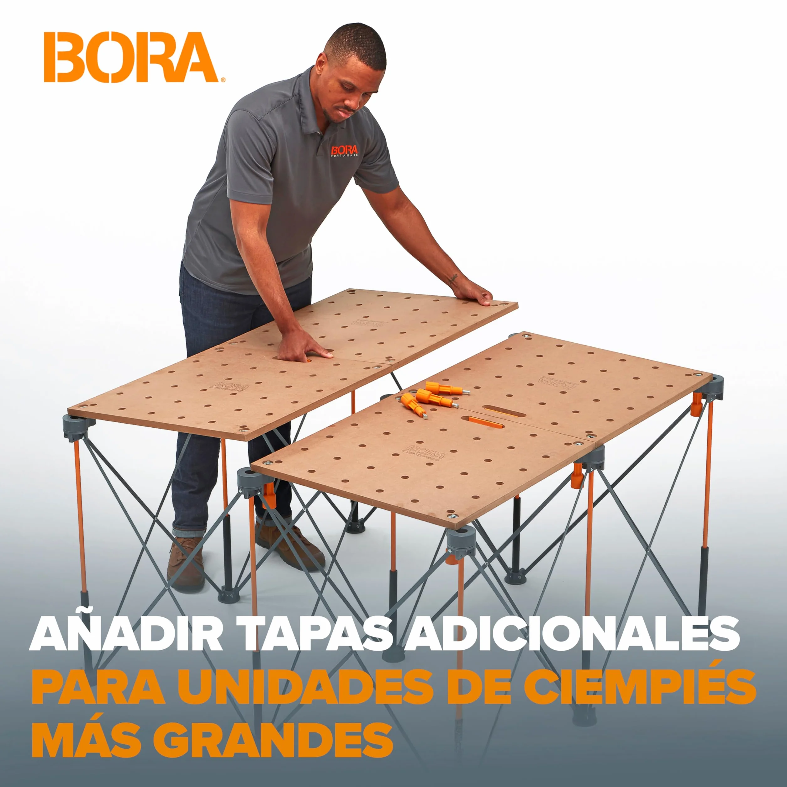 Bora Centipede CK22TM Mesa de Banco de Trabajo 24 x 48 Pulgadas con Parte Superior de Madera y Agujeros de 20 mm