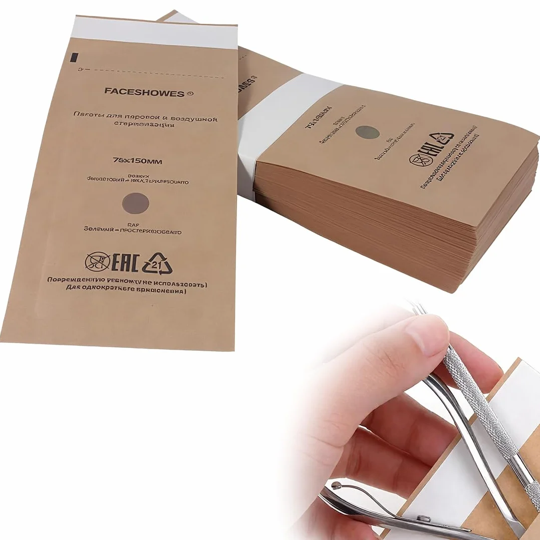 Bolsas esterilizacion manicura autosellables 75 x 150 mm para esteticistas