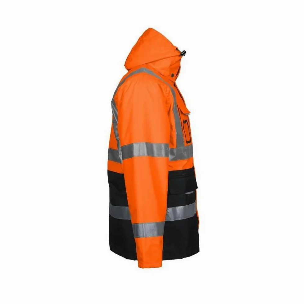 D-Work Parka de alta visibilidad de trabajo Wellington, talla M, naranja neón y resistente