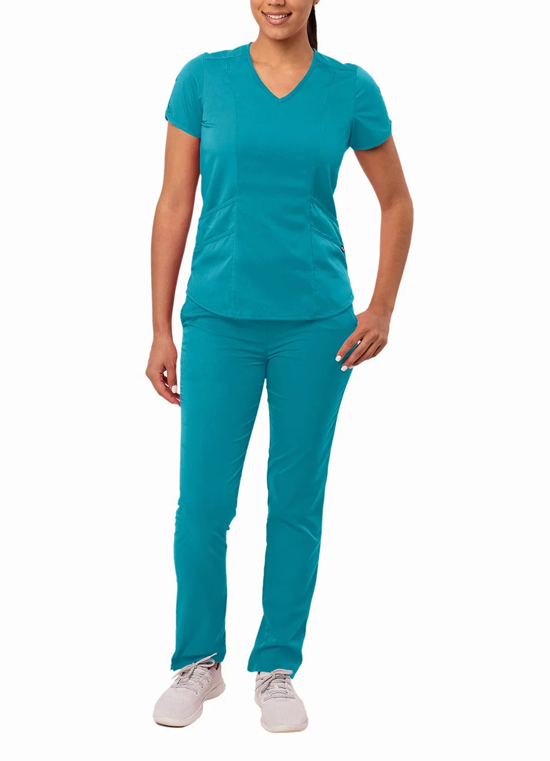 Adar Pro Uniforme médico para Mujer Casaca con Cuello en V y Pantalones de Yoga