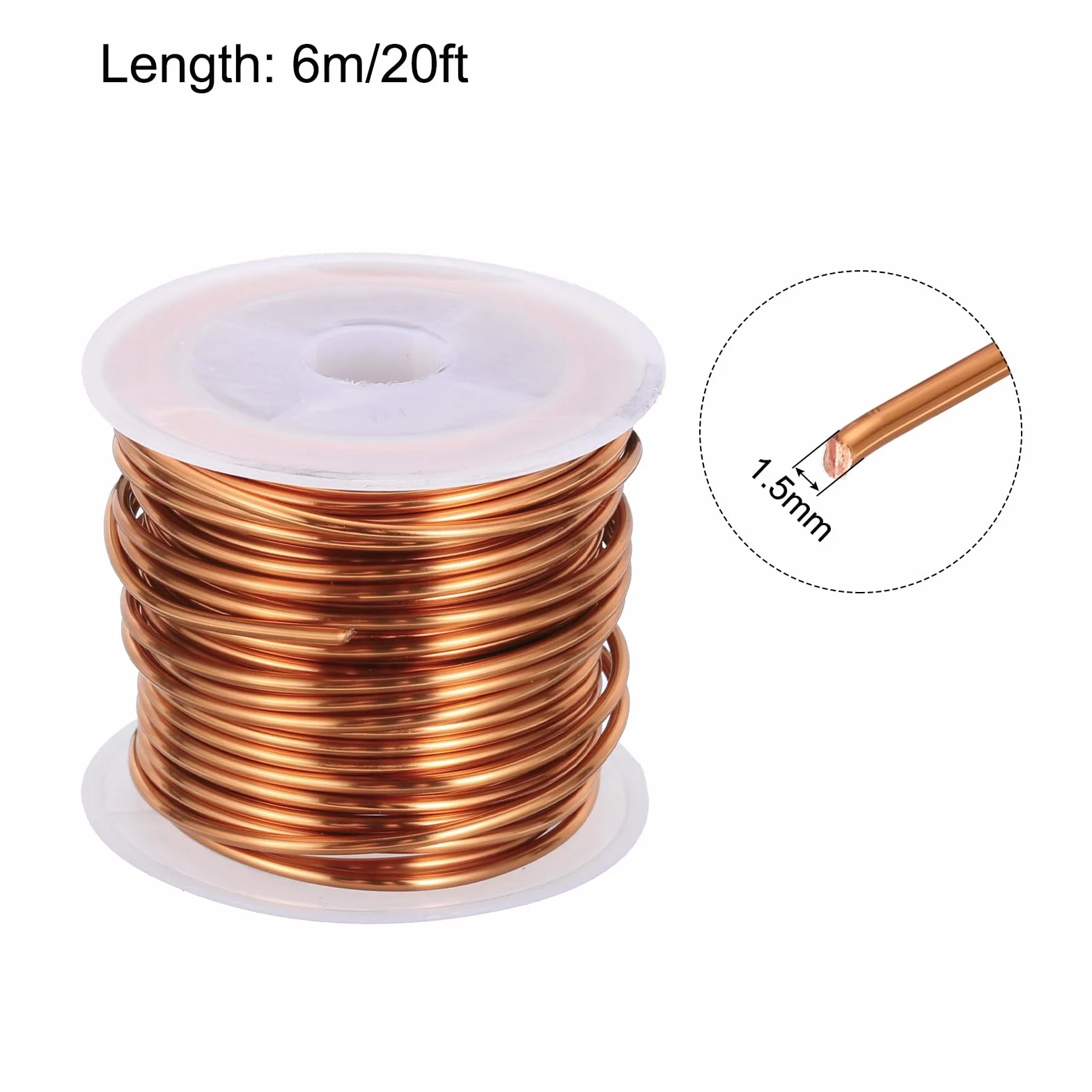 Alambre Magnético de Cobre Esmaltado 1.5mm 6m/20Ft 155C para Bobinado Transformadores