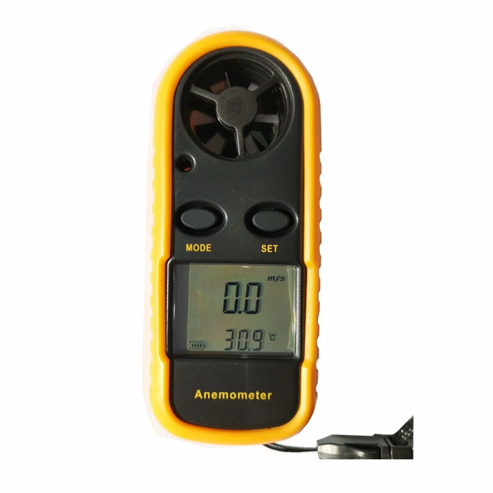 Anemómetro Digital Termómetro de Velocidad del Viento con Pantalla LCD, 5 Unidades, Interruptor Automático Manual