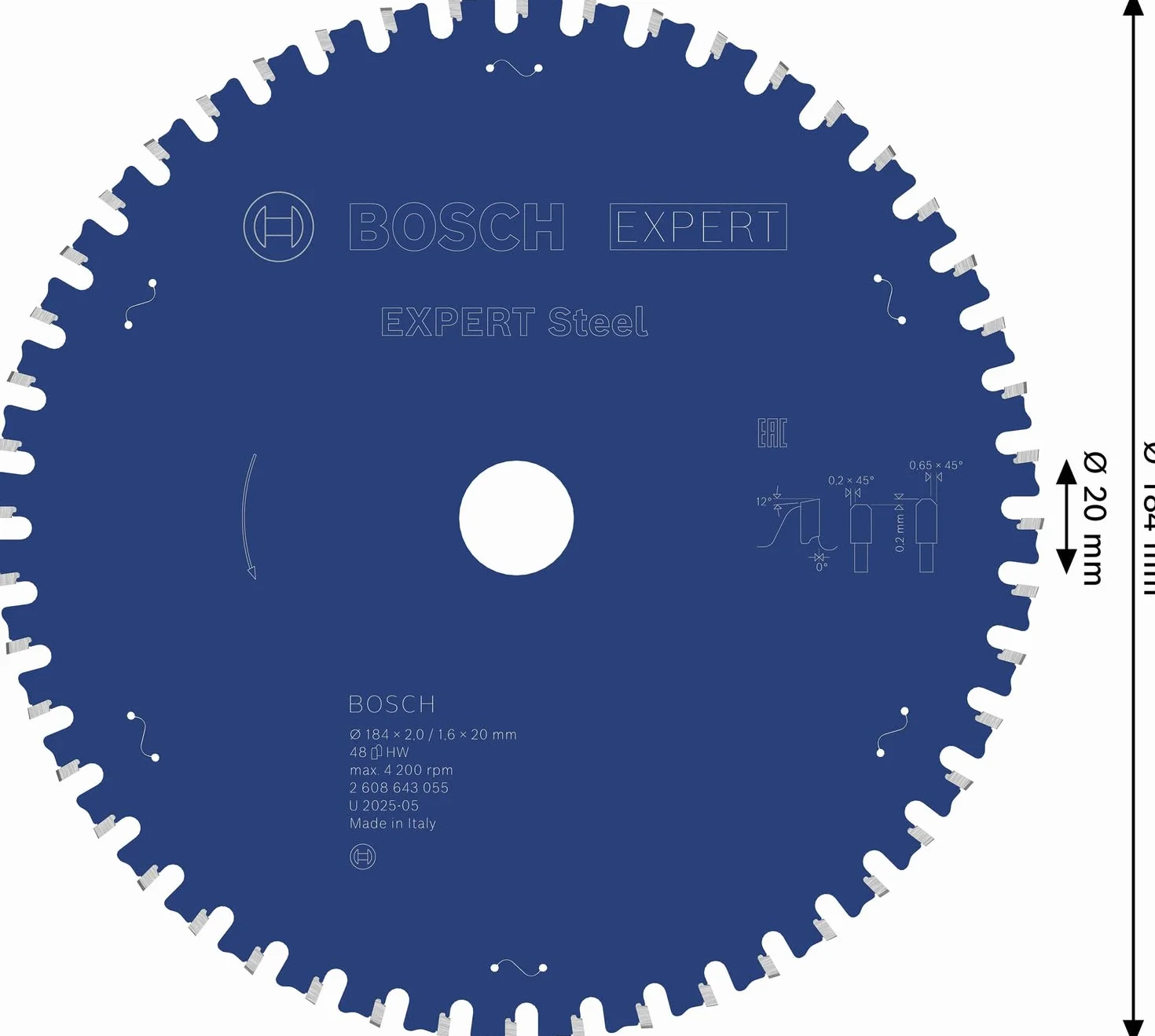 Bosch Hoja de sierra circular Expert for Steel 184 x 20 x 2,0 mm 48