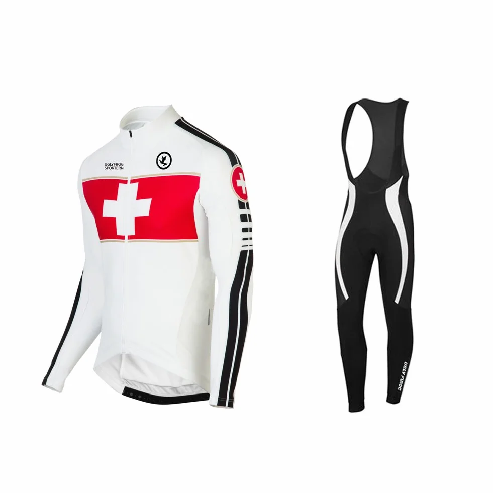 UGLY FROG Maillot Ciclismo Hombre Invierno Manga Larga Conjunto + Pantalones Bicicleta Ropa Set Térmico Transpiración Deportes al Aire Libre