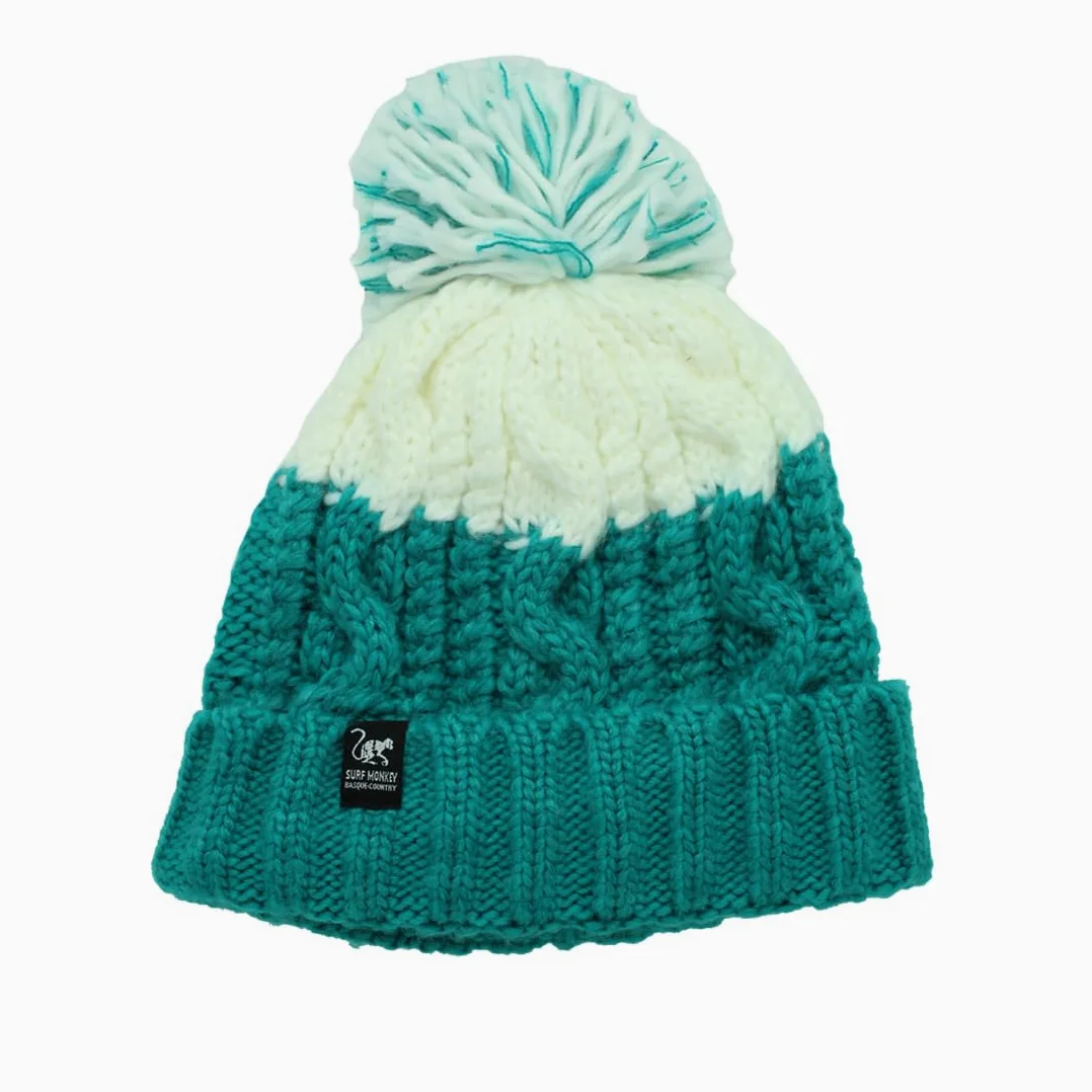 Surf Monkey Gorro de Invierno Unisex con Pompón, Talla Única, Forro Polar Interior