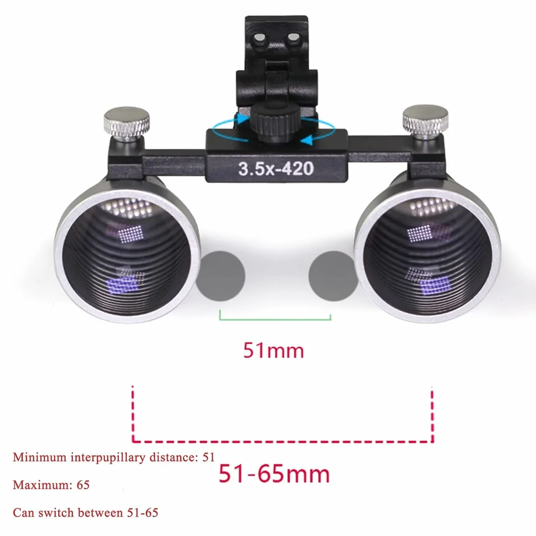 Lupa Quirúrgica Dental 2.5X 3.5X con Luz LED Gafas Binoculares Ajuste Bidireccional