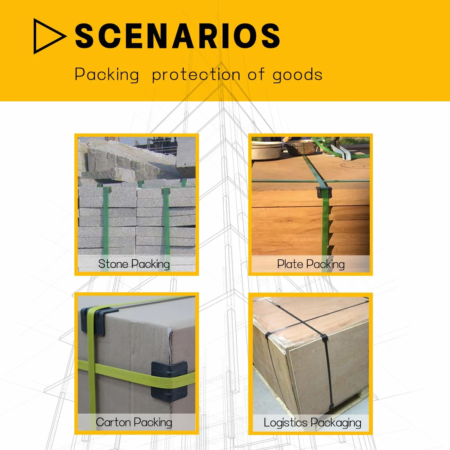 Protectores de Bordes Embalaje 30 Piezas Plástico Ferroso 25 mm para Correas de Amarre