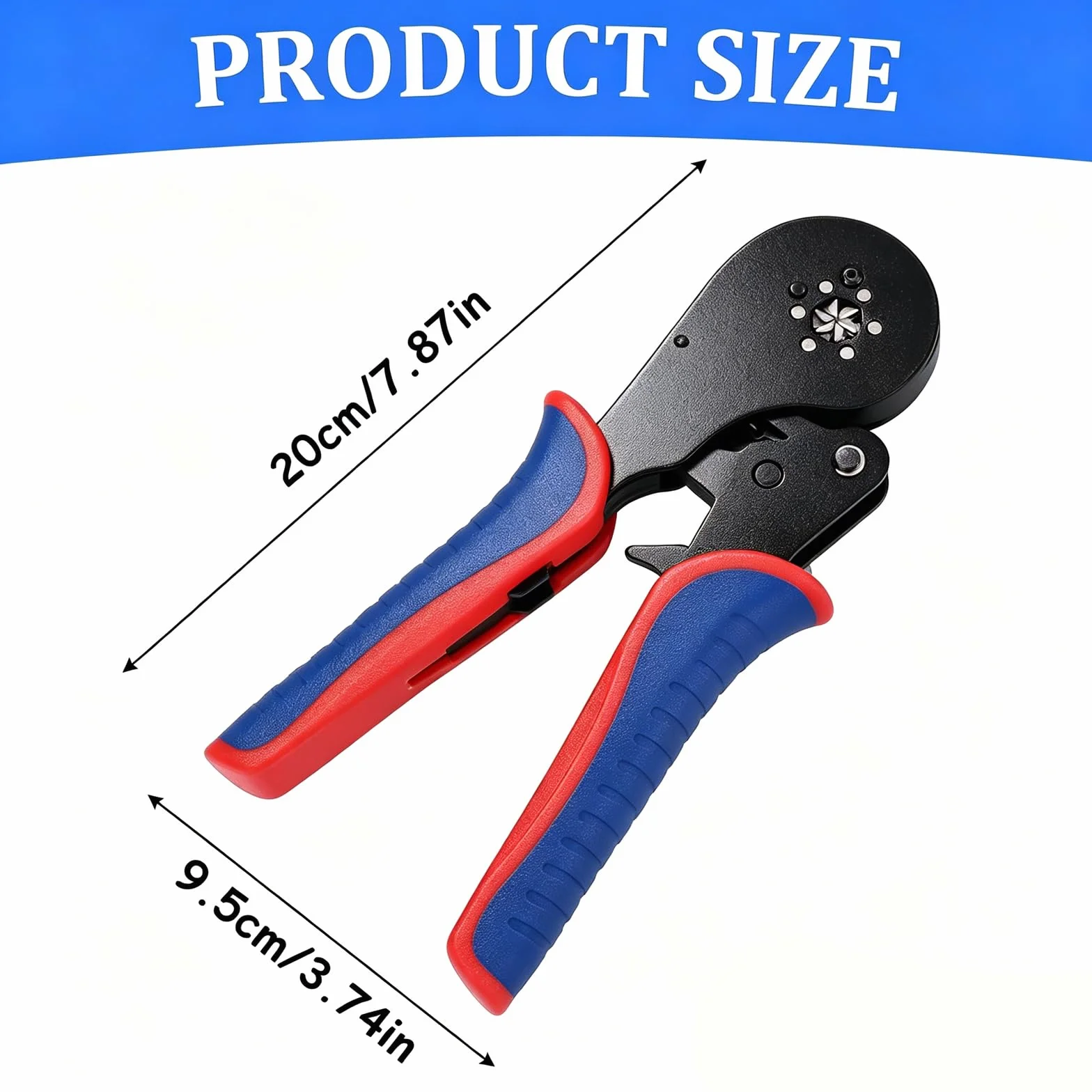 ZONJIE Alicates de crimpado 0,08-16 mm² 30-5 AWG herramienta para terminales de alambre aislados trinquete mandíbulas cuadriláteras