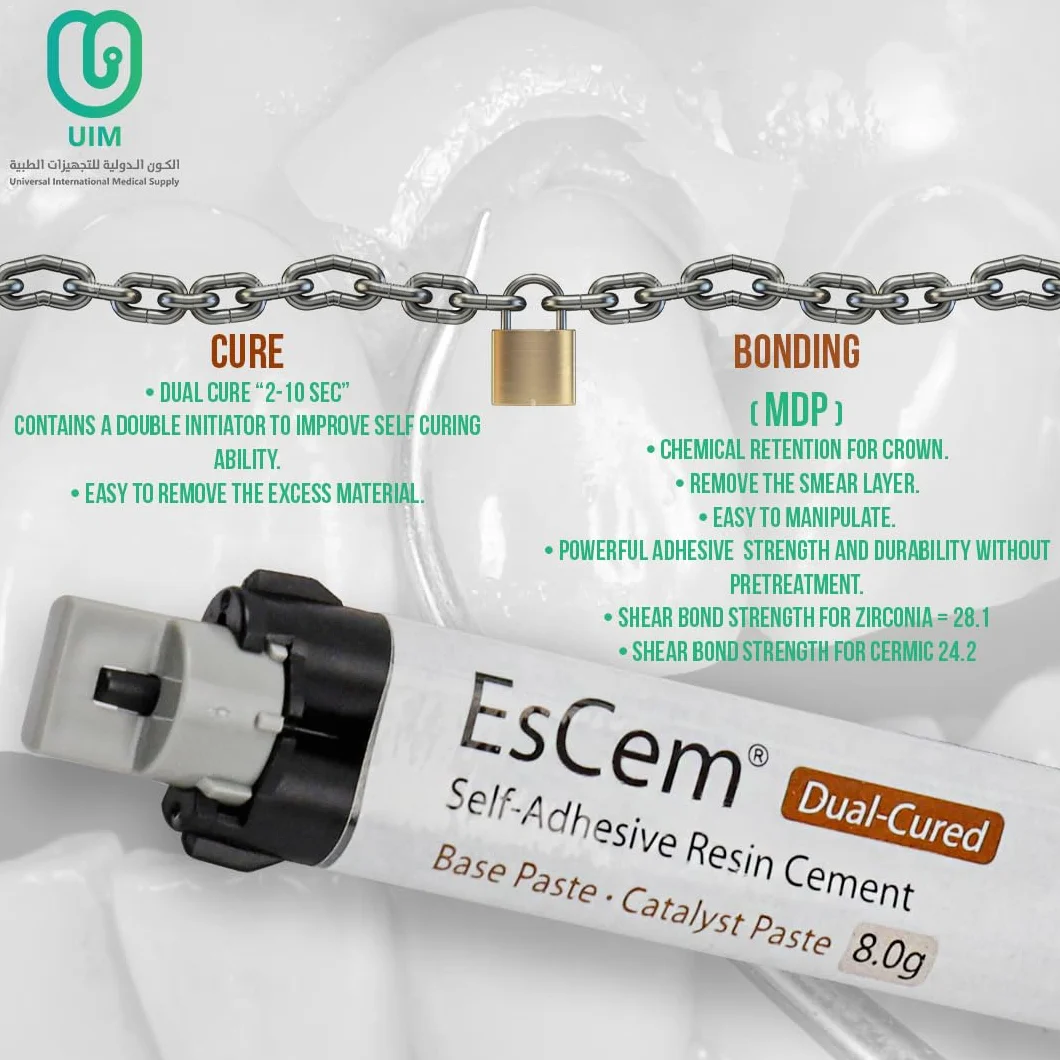 Cemento dental permanente autoadhesivo autoendurecible para coronas puentes postes Kit reparación dientes DIY 15 puntas EsCem