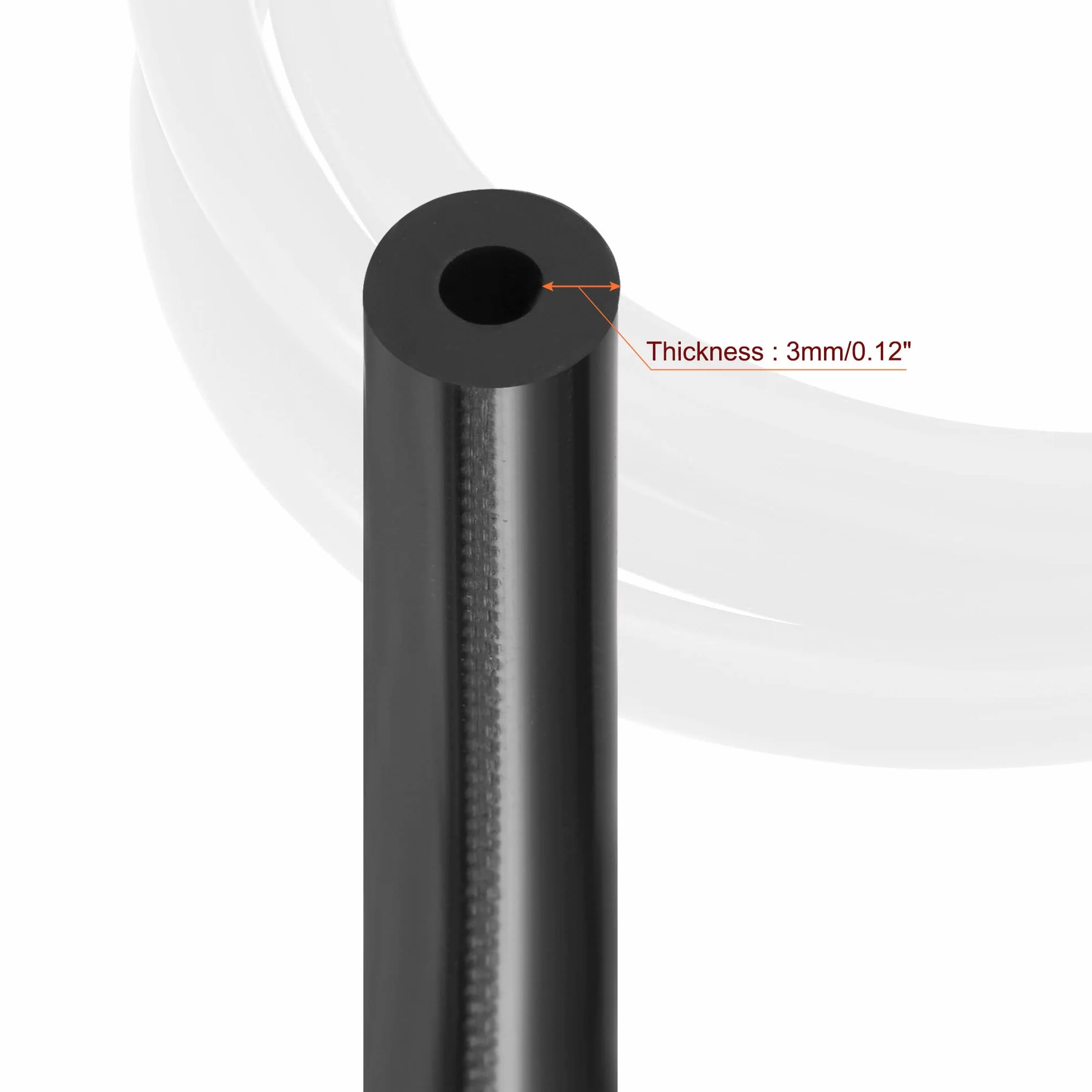 sourcing map Vacío Silicona Tubo 4mm ID 10mm OD 3mm Pared Grosor Manguera Motor 1,5M Negro