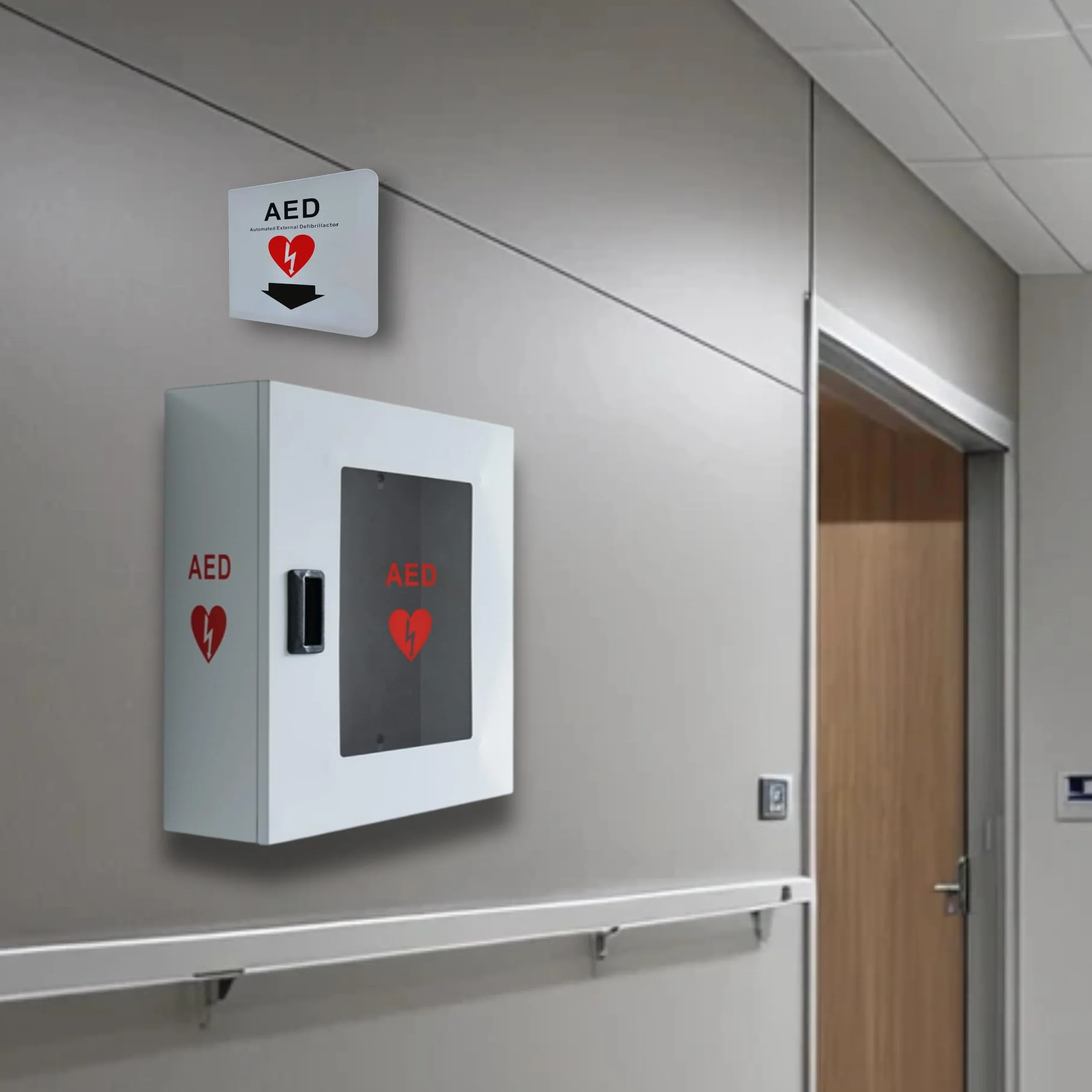 Gabinete Universal para Desfibrilador DEA sin Alarma – Caja de Pared para Uso Interior y Exterior – Armario Seguro Primeros Auxilios