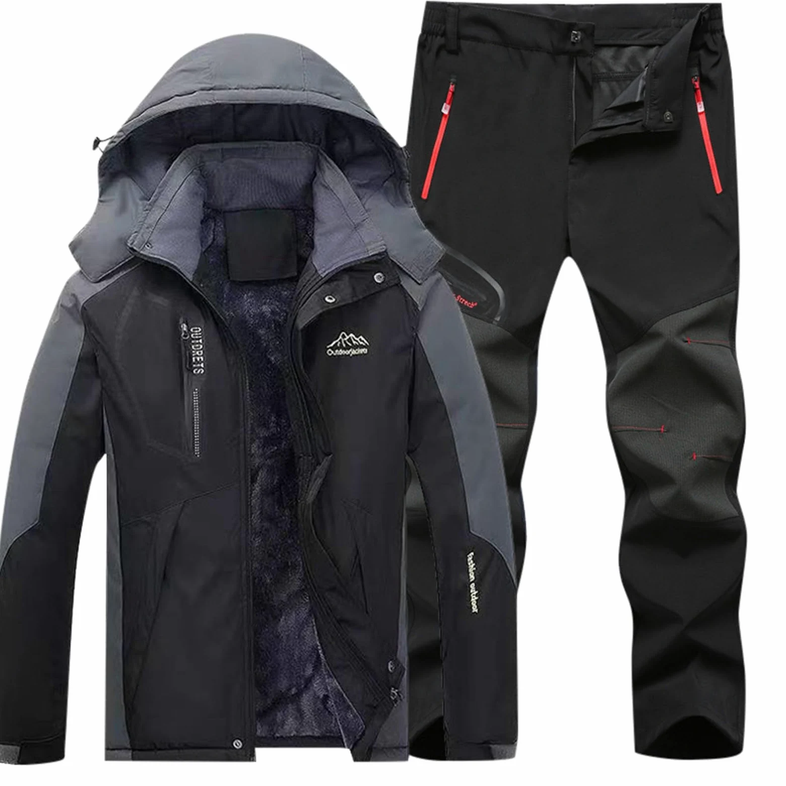 Generisch Ropa deportiva al aire libre Esquí Montañismo Ropa de esquí Hombre Ropa de esquí para Invierno Chaqueta con Capucha Pantalones Adecuado para Camisa Shorts Conjunto de Hombre Cómodo Casual
