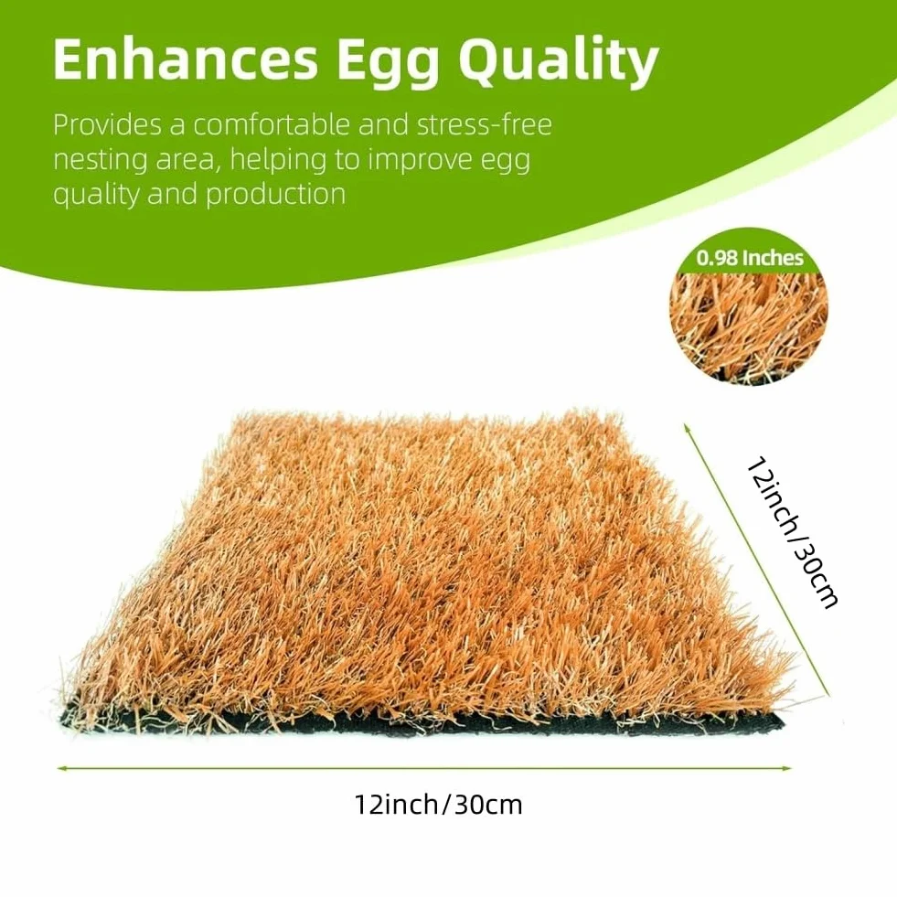 Almohadillas para Cajas Nido para Gallinas 12''x12'' Lavables de Hierba Simulada