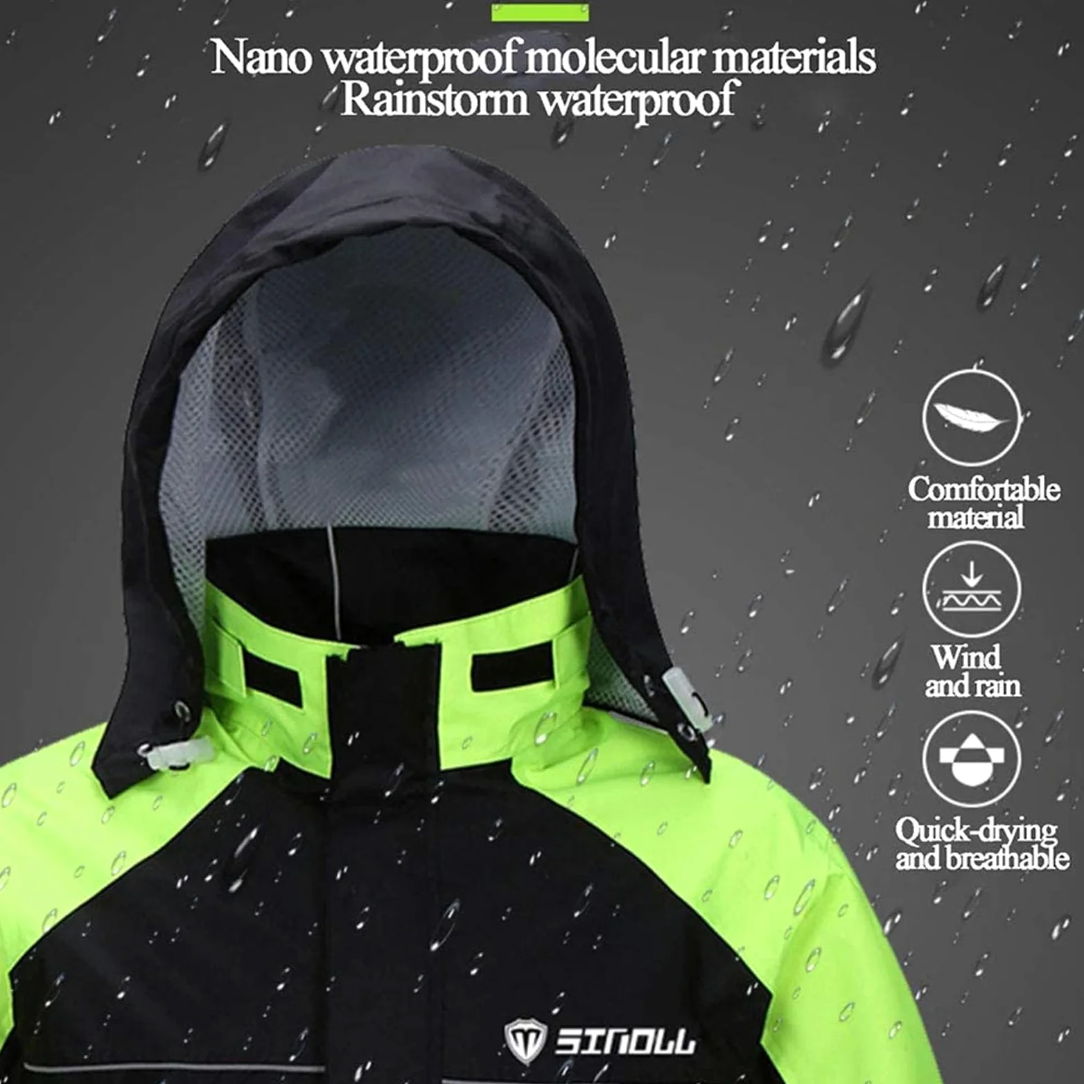 Traje De Lluvia (Chaqueta + Pantalón), 100% Impermeable, Trabajo Al Aire Libre Chaqueta De Lluvia Y Pantalón Unisex Ropa De Lluvia con Capucha para Todos Los Deportes Granja Pesca Motocicleta (Color