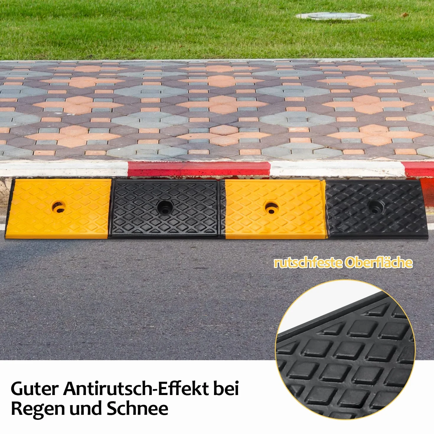 Rampa de bordillo de goma de 5 cm para automóviles, umbrales de puerta