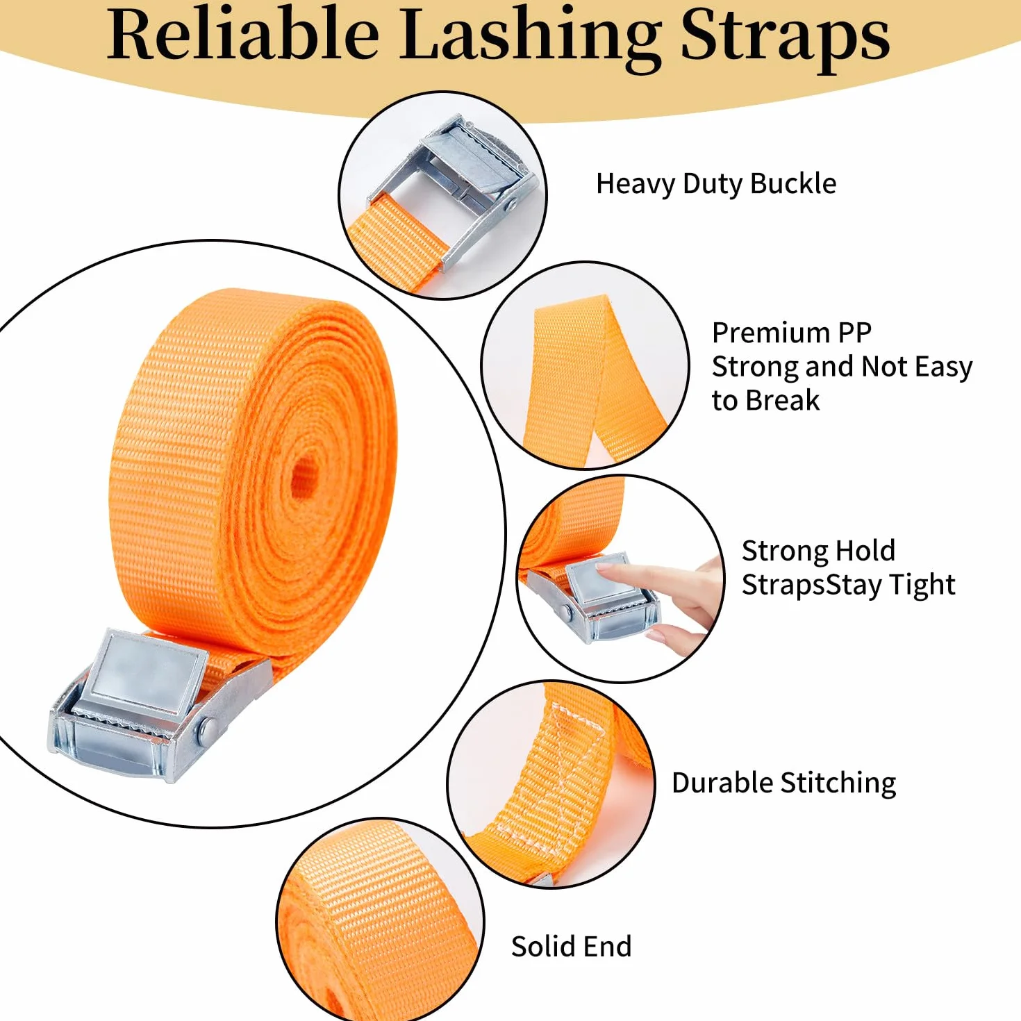Cinchas de Amarre 25mm x 4m Correas Tensoras DIN EN 12195-2 Naranja