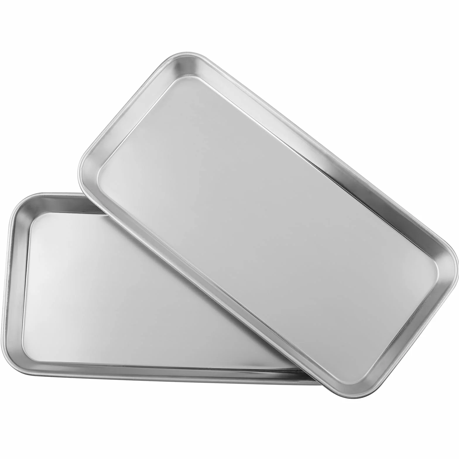 Bandeja de Instrumentos de Acero Inoxidable, 22,5 x 11,7 x 2 cm, Rectangular, Laboratorio, 10 Unidades