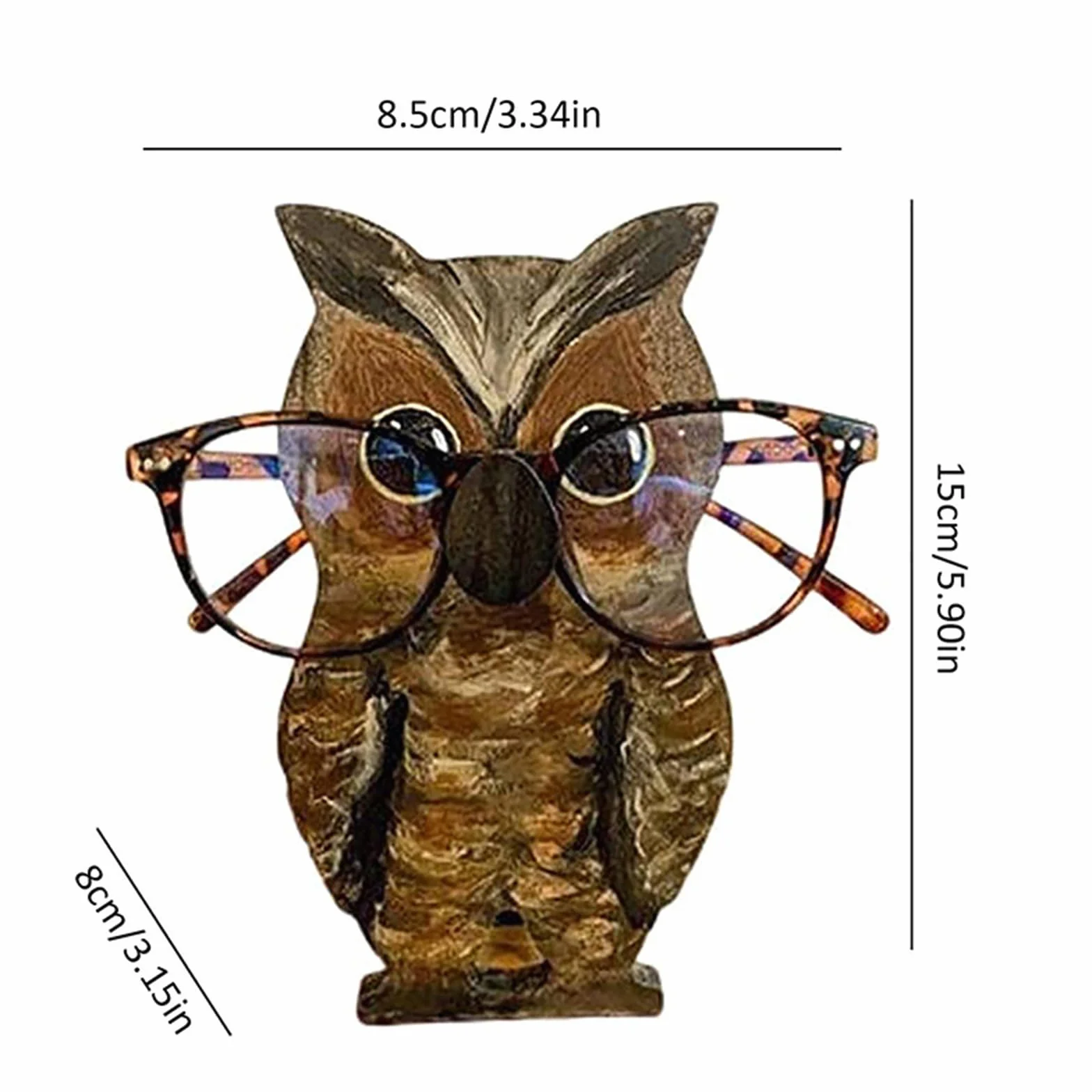 Soporte de madera tallada a mano para gafas de sol, exhibidor de gafas (búho)