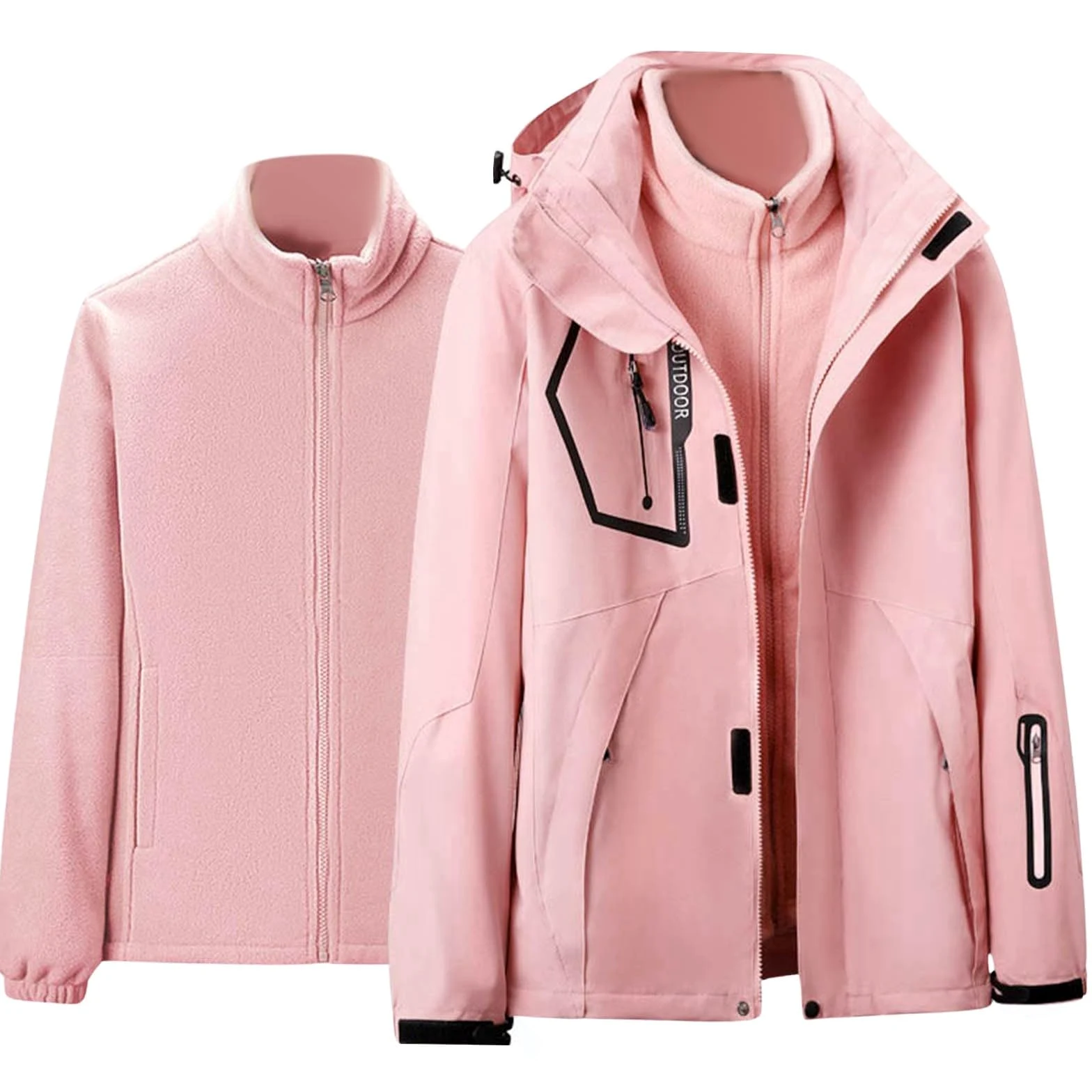 Generisch 2026 Chaqueta de nieve de dos piezas para mujer, abrigo de invierno a prueba de viento con extraíble