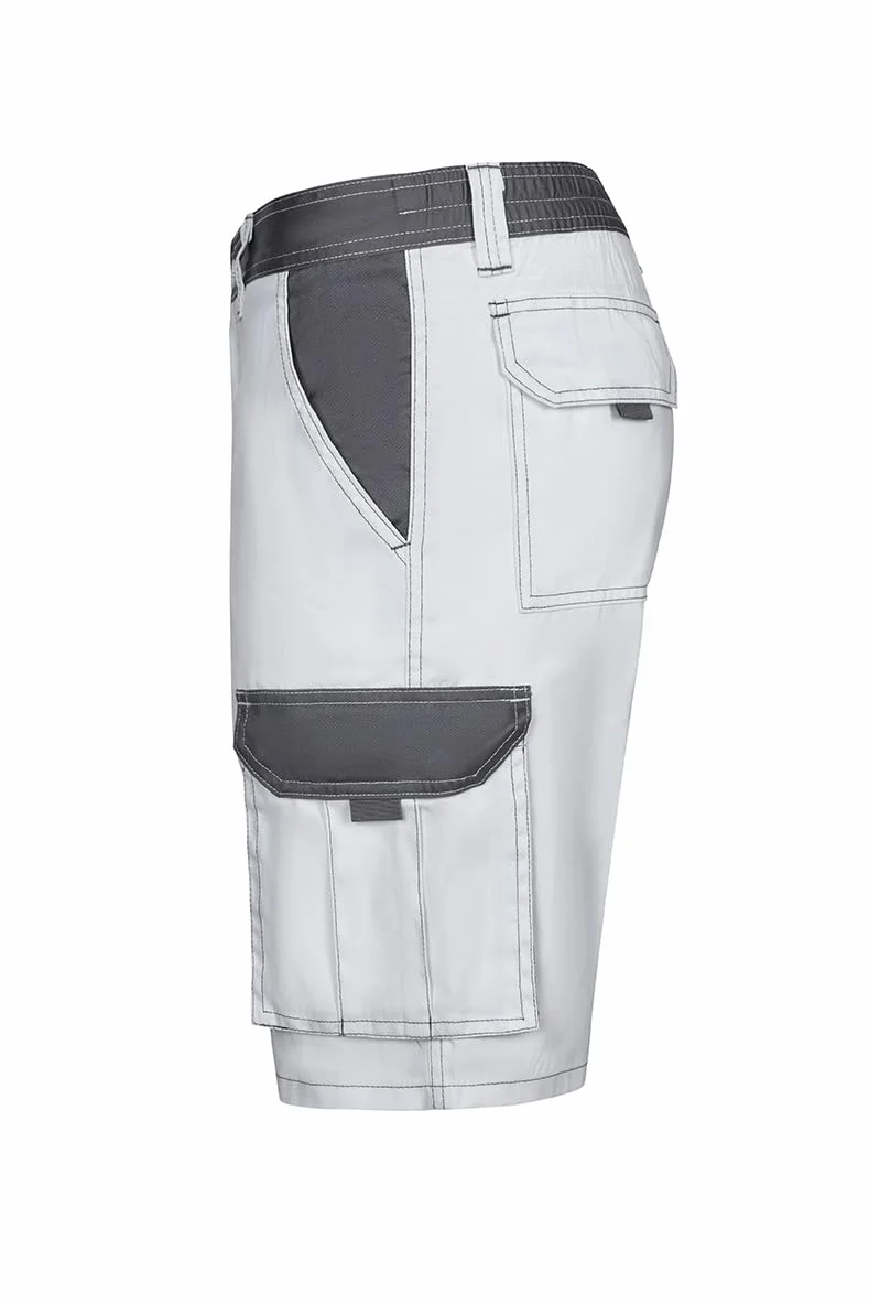 Velilla - 103021B; Bermuda bicolor multibolsillos; color blanco y gris; talla 48