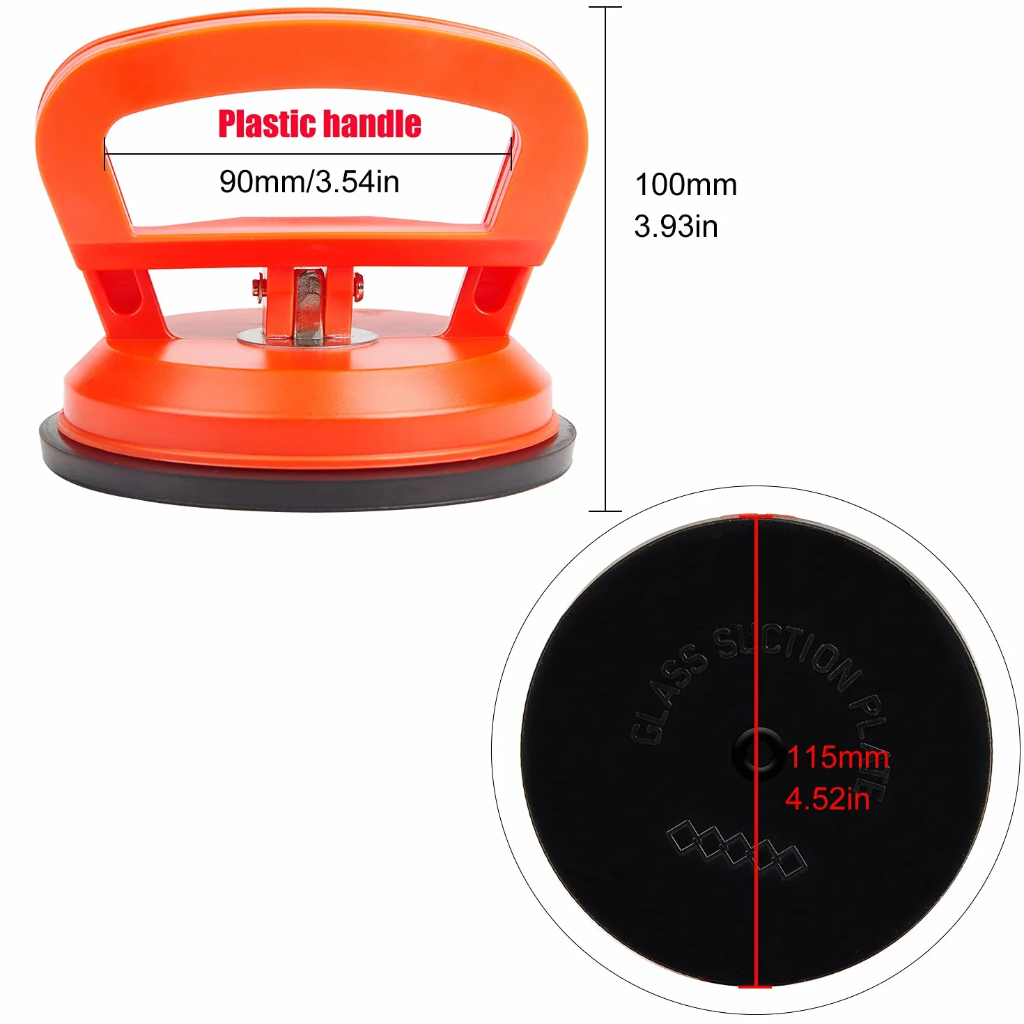 Ventosa para Cristal 118mm 50kg EXLECO Ventosa Coche Abolladuras Naranja