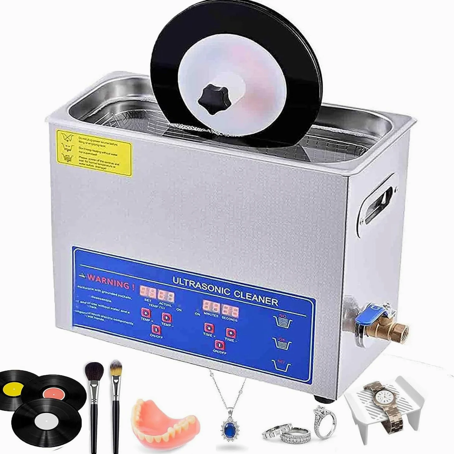 Limpiador ultrasónico Comercial, máquina de Limpieza de Discos de Vinilo de 6 litros para 1-6 Discos, Lavadora de Discos con Temporizador de 0 a 30 Minutos, Segura para vinilos de 7 a 12 pul