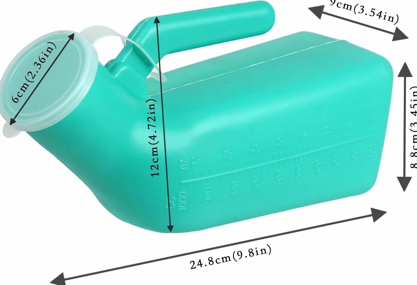 Orinal portatil hombre con tapa 1000 ml Verde