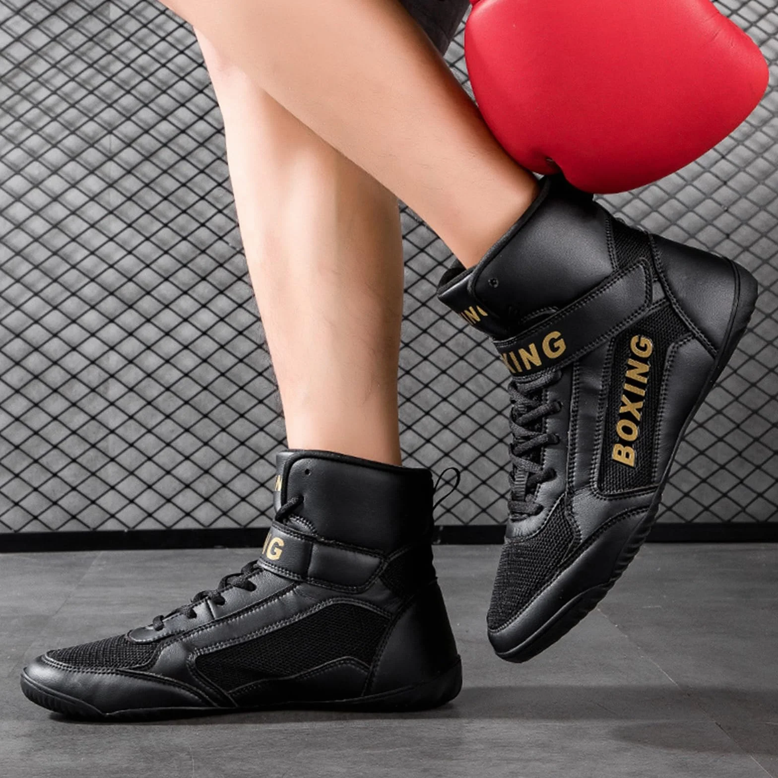 Zapatos de Boxeo para Hombres Zapatos de Lucha Adolescentes Mujeres Zapatillas de Entrenamiento Integral