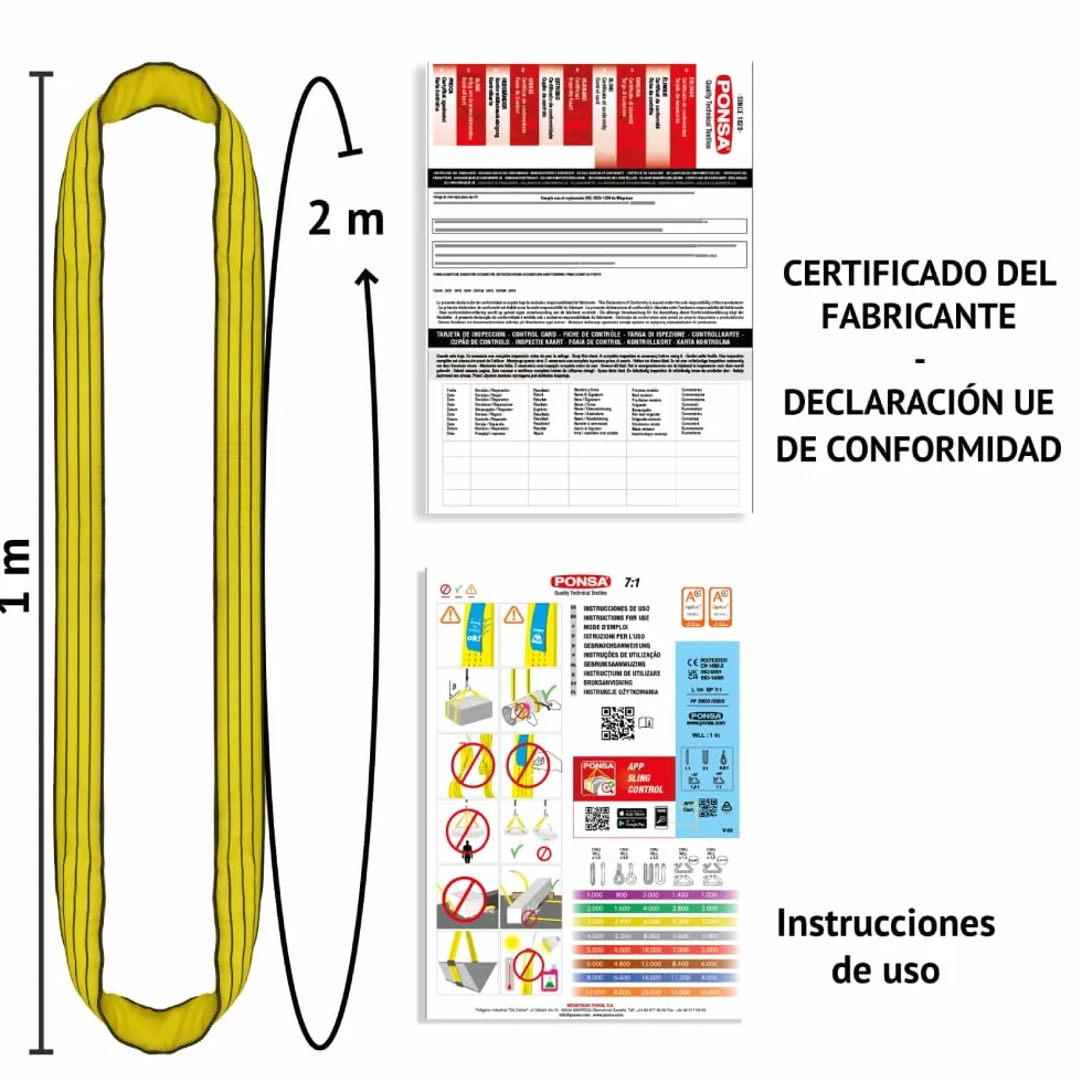 PONSA Eslinga Tubular Redonda de Poliéster 3000 Kilos 1 Metro
