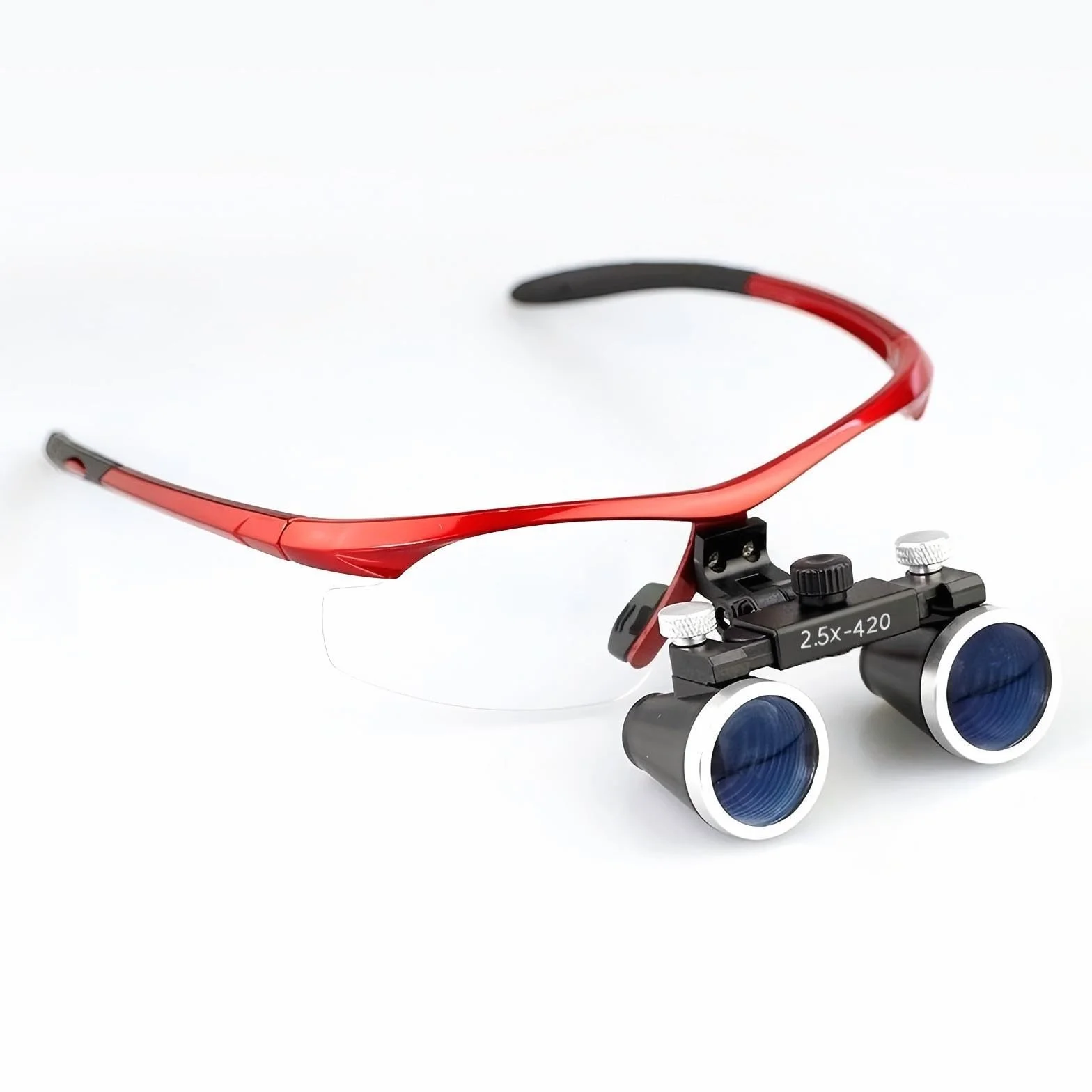Dental Surgical Loupe 2.5X Magnification 16.5" Working Distance Burgundy Goggles