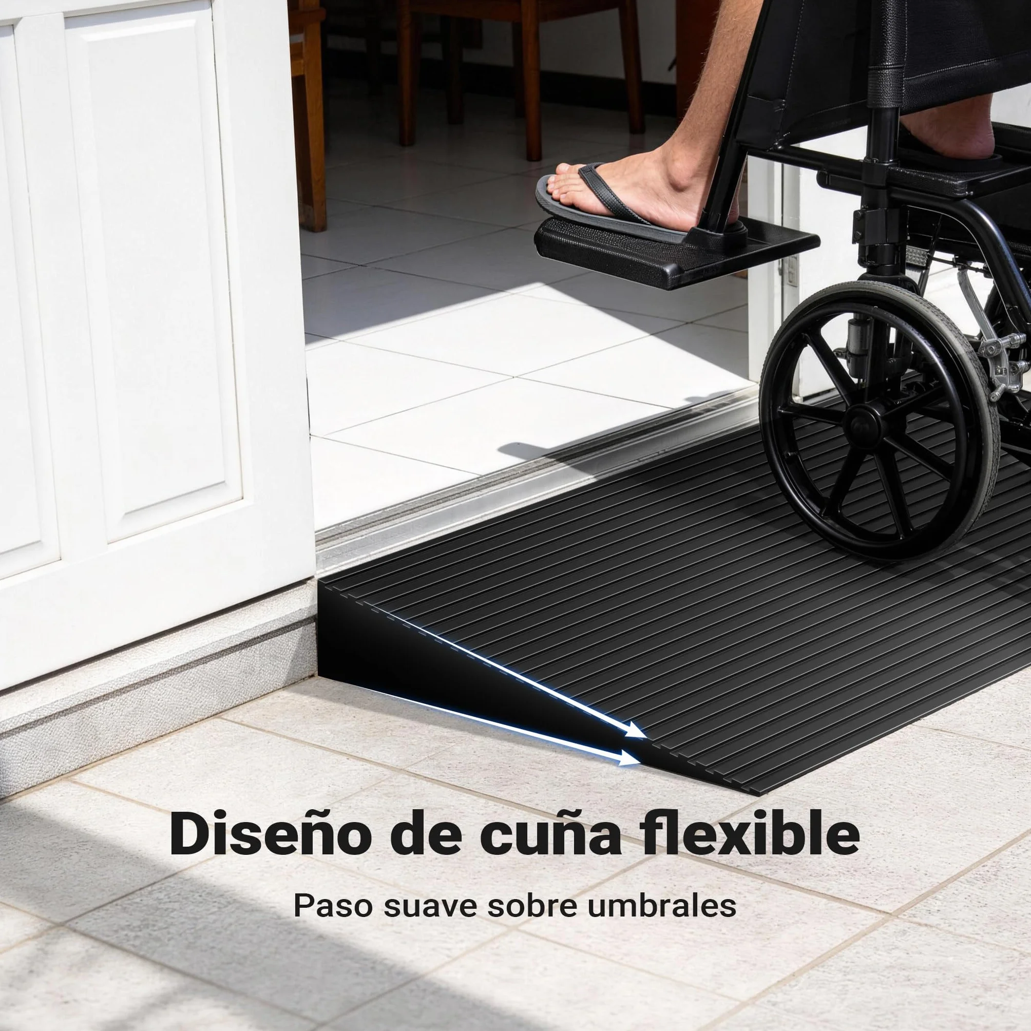 Rampa para Borde de Puerta 30x200x900mm, Acceso Antideslizante, Goma Maciza