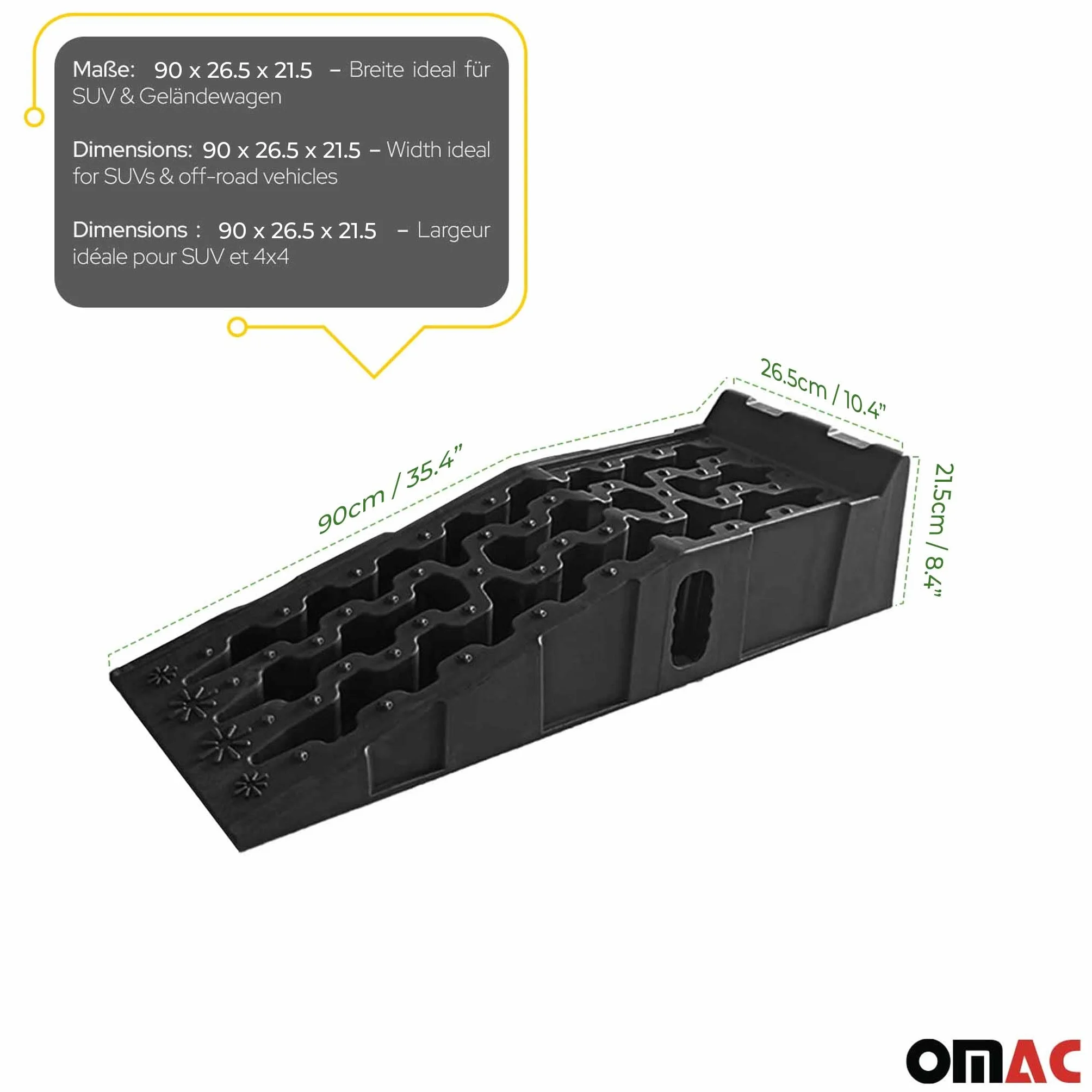 OMAC Rampa de nivelación y elevación de ruedas 11000lbs x 2 piezas