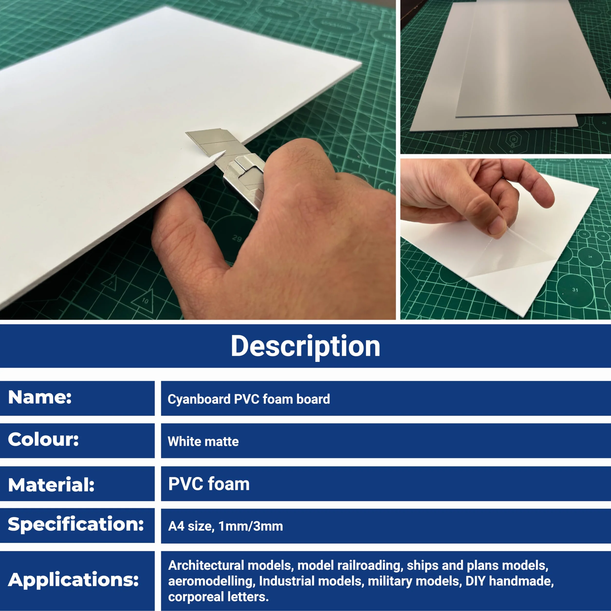Płyty PVC expandido 1mm A4 297x210mm biały matowy