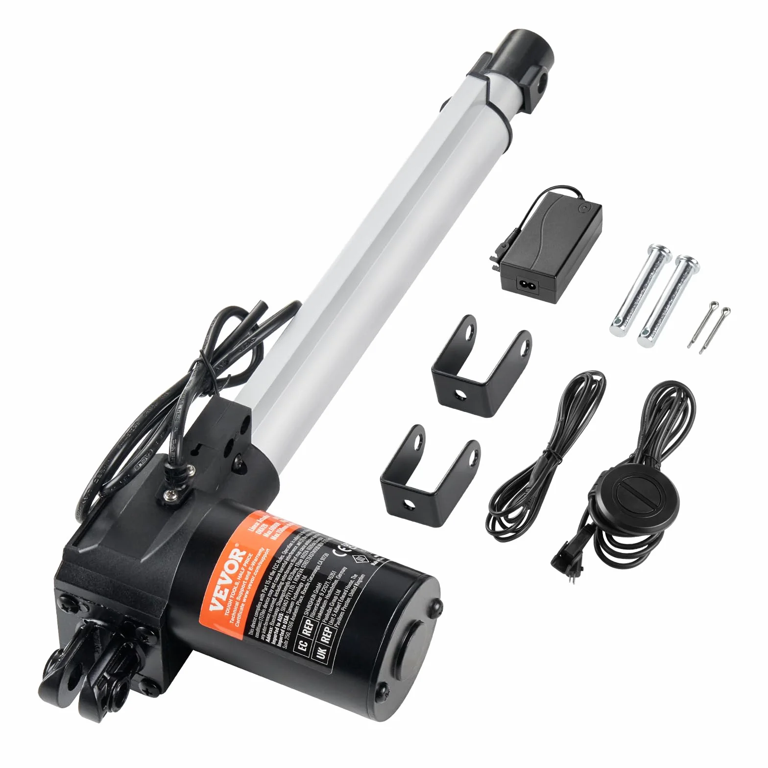 VEVOR Actuador Lineal 250 mm 24 V 25 mm/s 220 lb 1000 N IP44 para Elevación TV Mesa Sofá