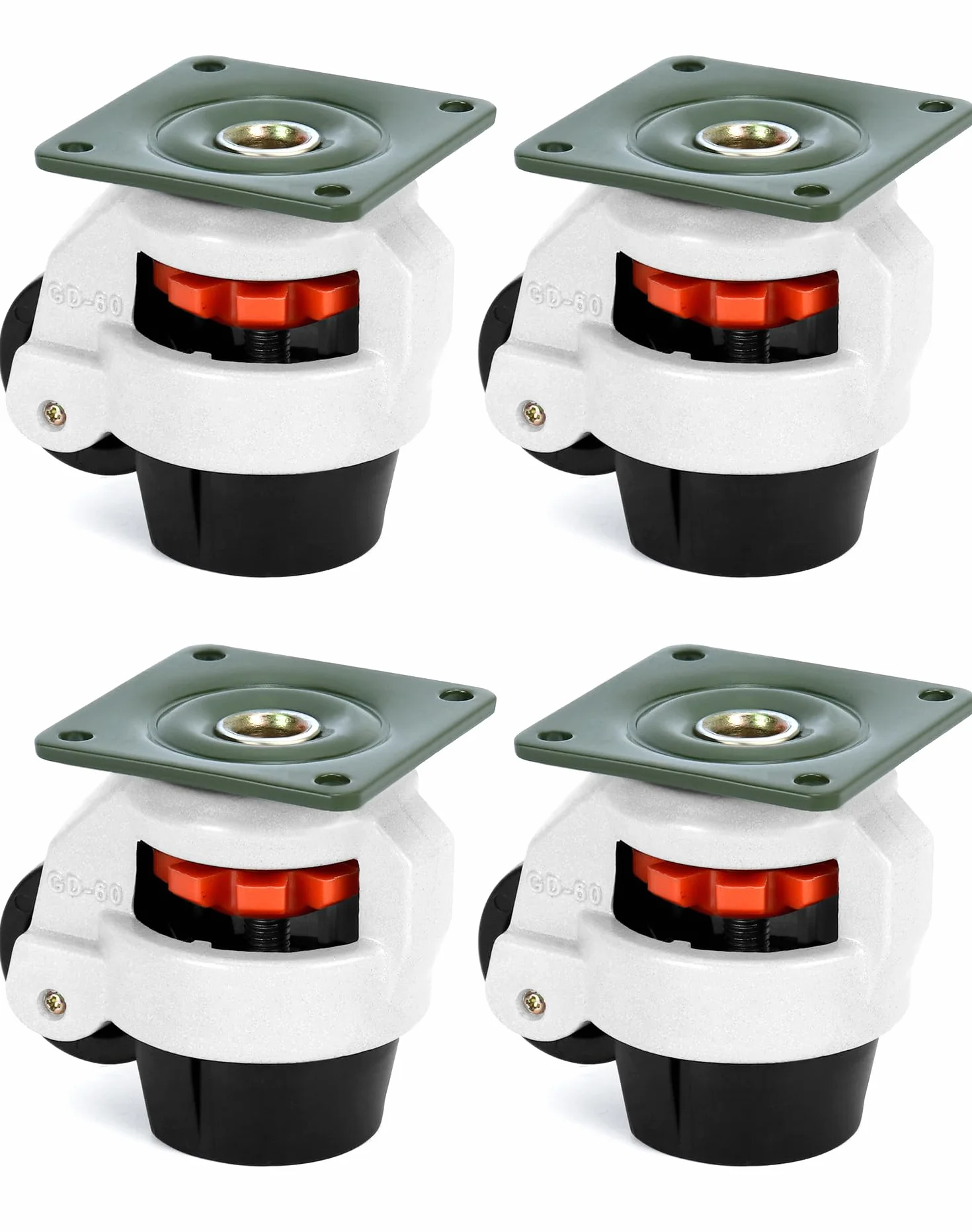 QWORK 4Pcs Ruedas Giratorias 60f, Capacidad de Carga 500 kg, Ruedas de Transporte Ajustables para Muebles
