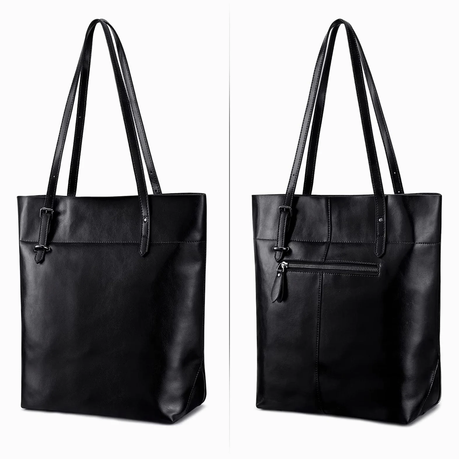 S-ZONE Bolso de mano vintage de piel de vaca dividida de gran capacidad