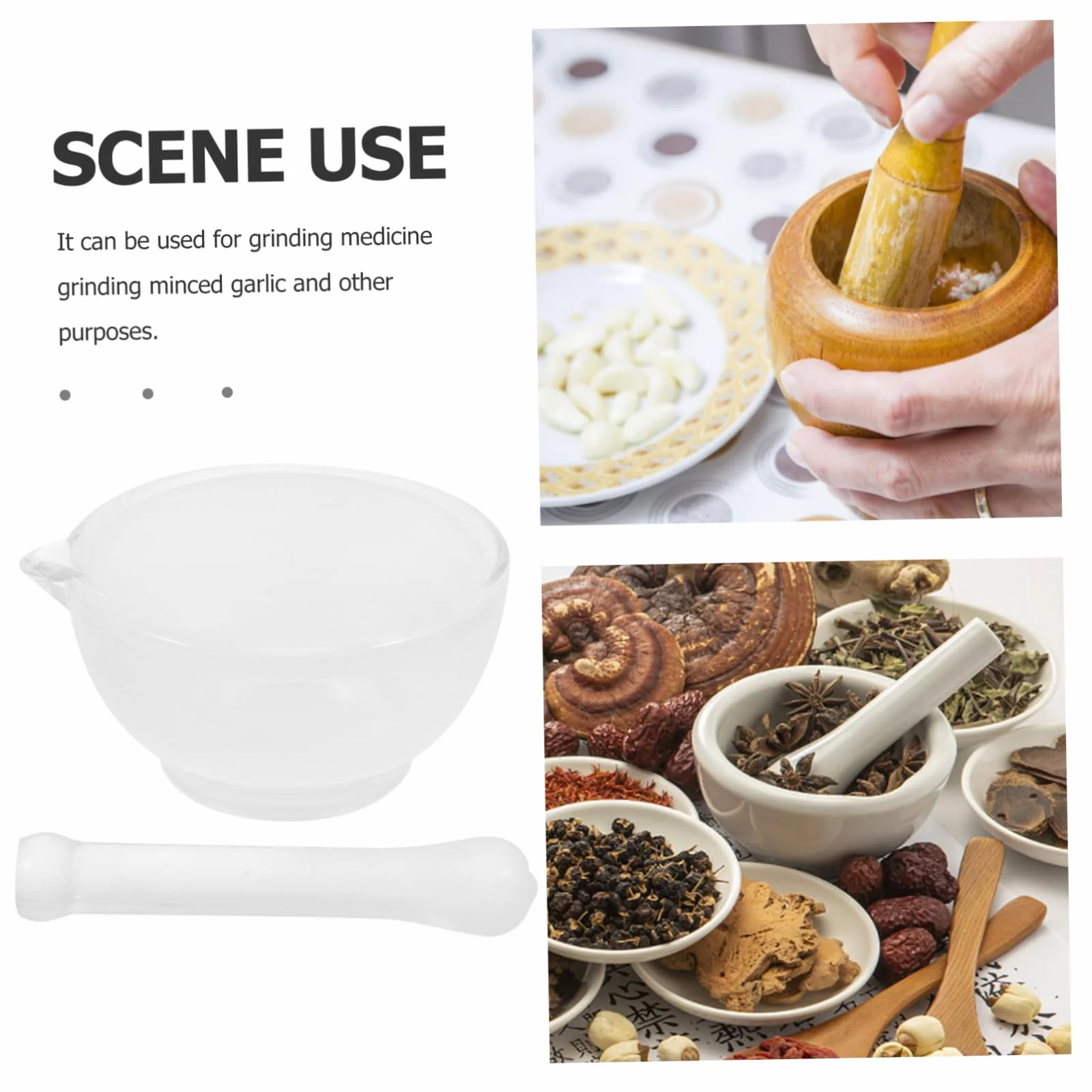 Mortero de Vidrio para Laboratorio con Cuenco y Moler Especias Cocina Profesional