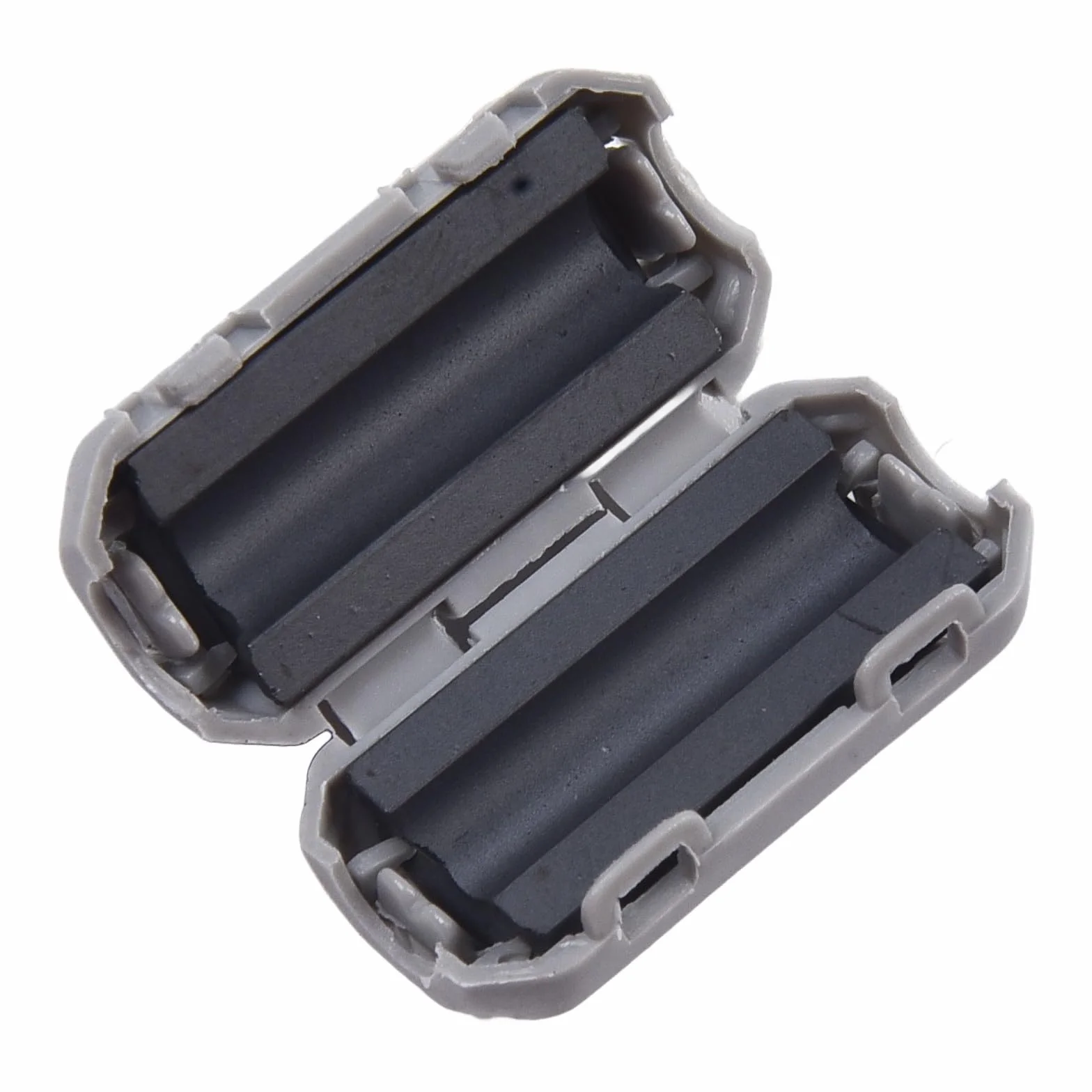 Anillo de filtro supresor de ruido de núcleo de ferrita, clip de cable de 5 mm para reducción de RFI, gris, paquete de 2