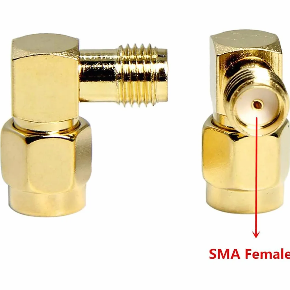 Adaptador SMA de 90 Grados, Conector Macho a Hembra de Ángulo Recto para Antena WiFi FPV Drone Router