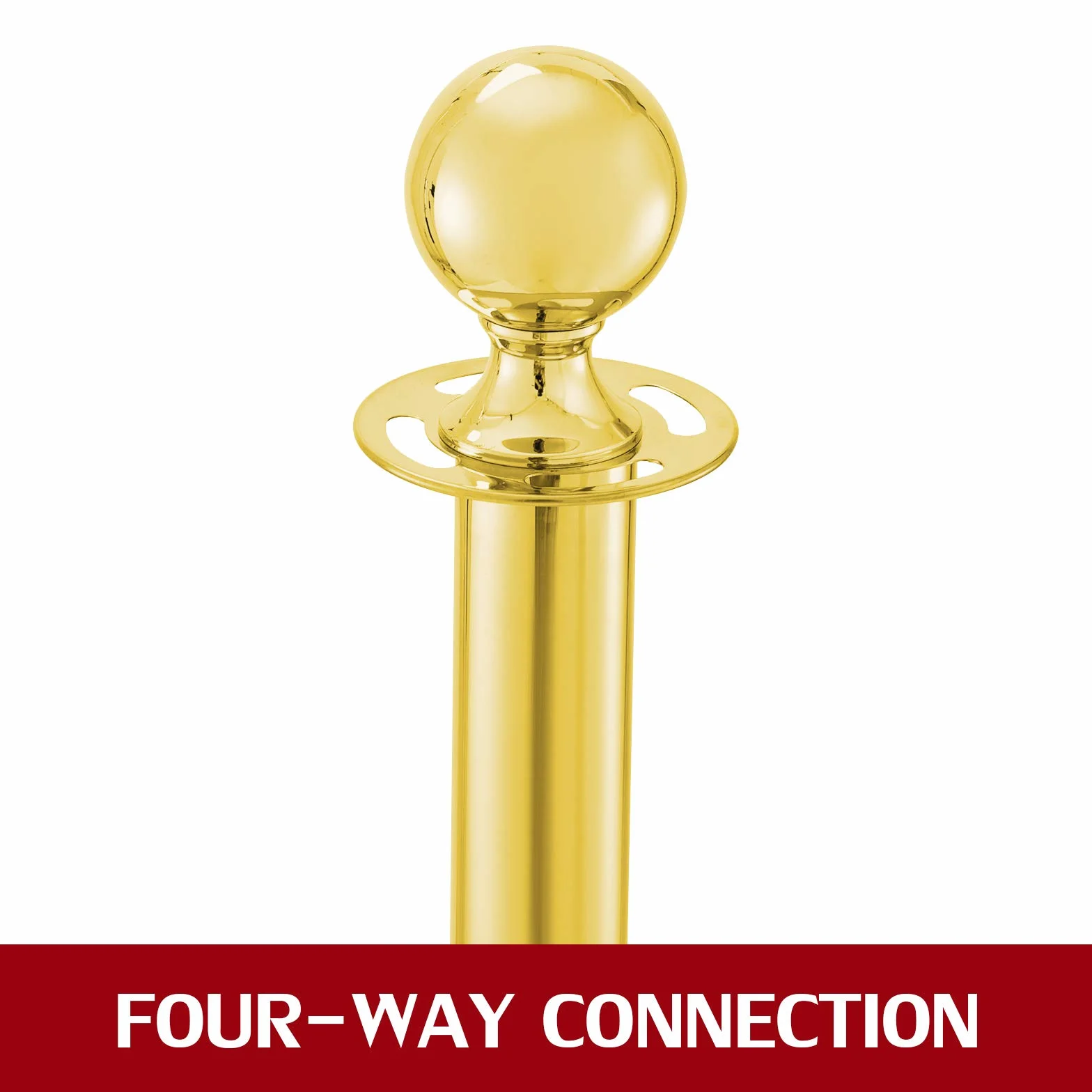 VEVOR Separador Poste 4 Juegos Barreras de Seguridad de 3 Cuerdas Poste Separador de Cinta Extensible Longitud de Cuerda 1.5m Dorado