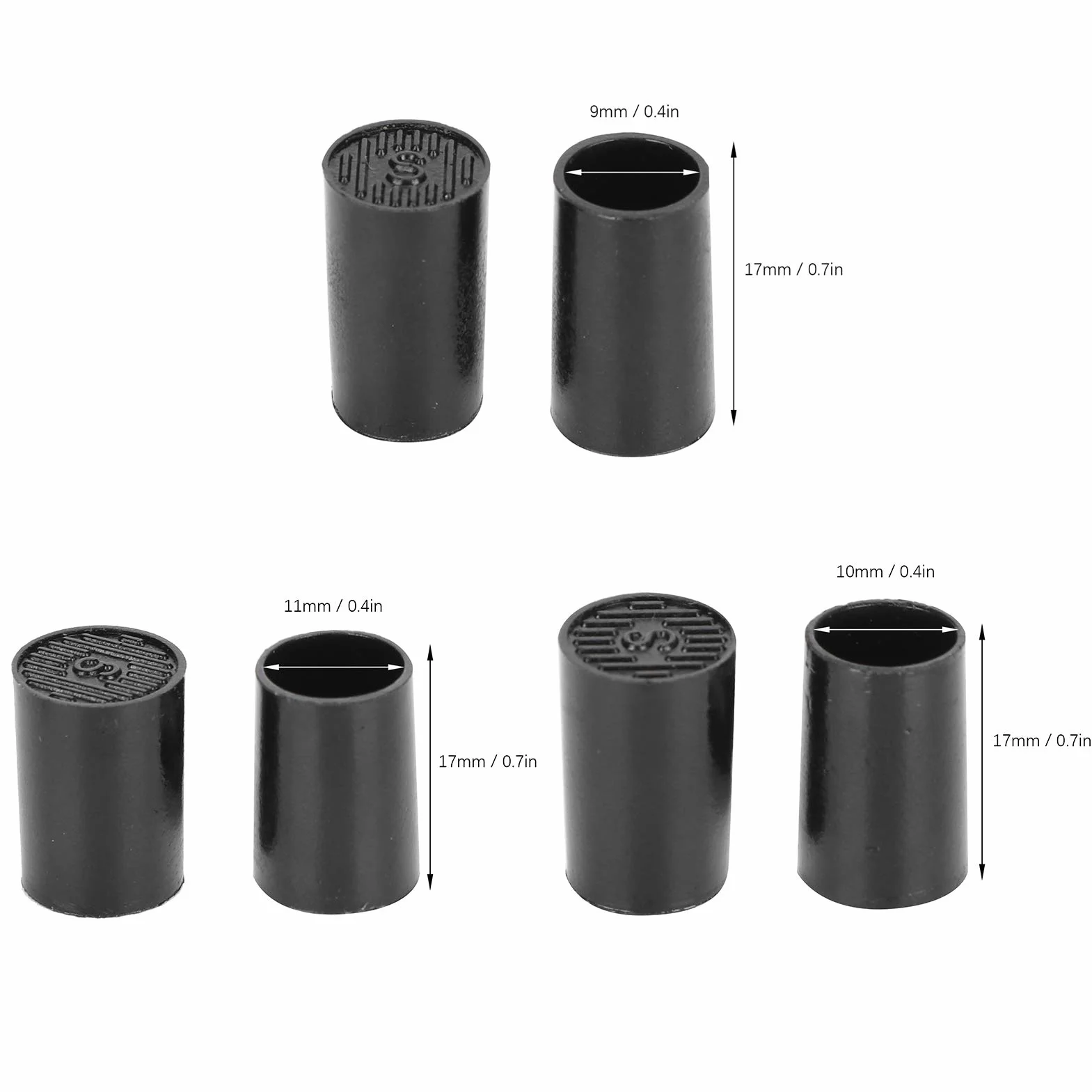 10 pares de tapas de punta de tacón alto Protector de punta de tacón alto negro CPU zapatos de poliuretano Reparación de kits de repuesto(10mm)