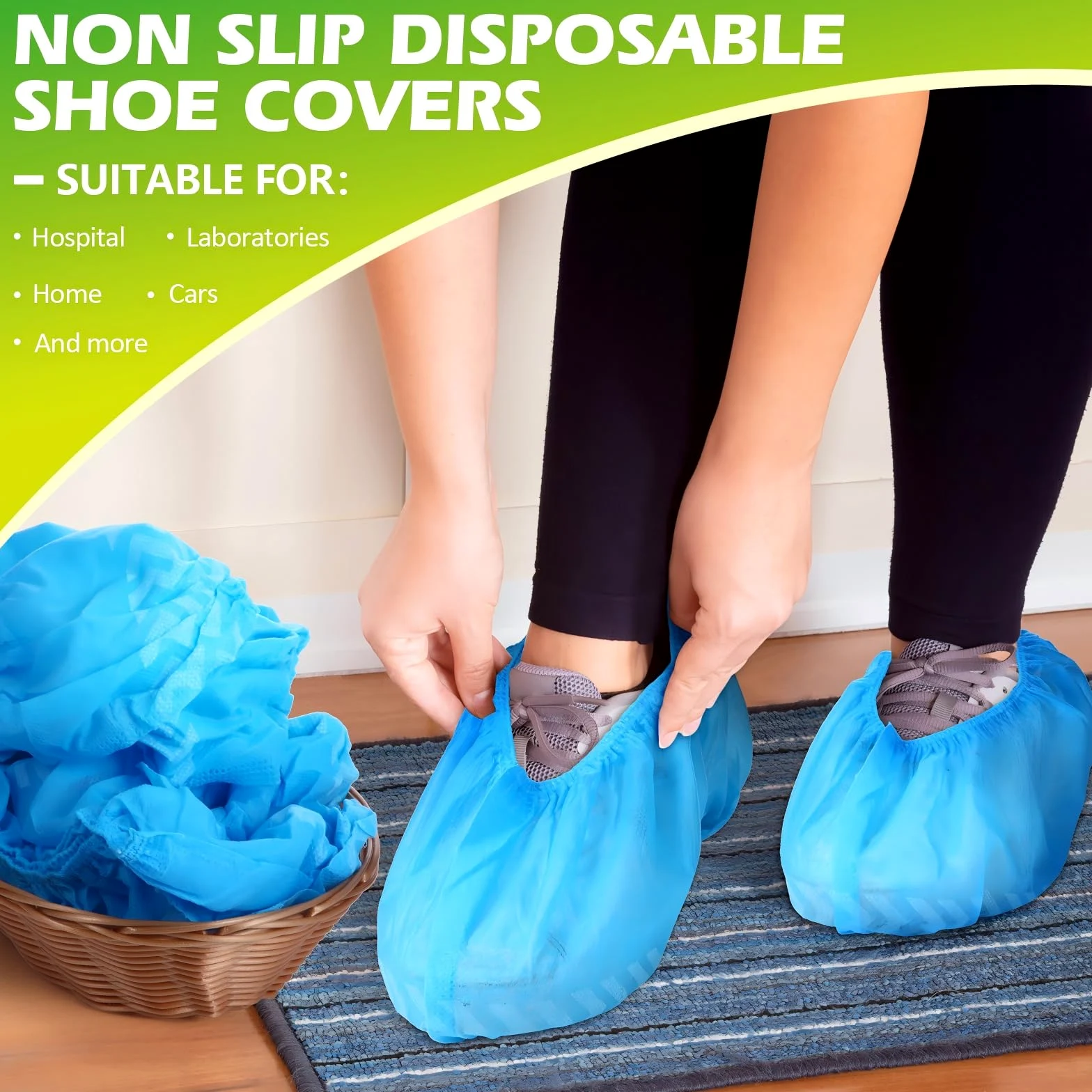 Leumoi 500 fundas desechables para zapatos de botas, antideslizantes, grandes, duraderas, no tejidas, para interiores, hogar, suelos y zapatos, talla única, color azul